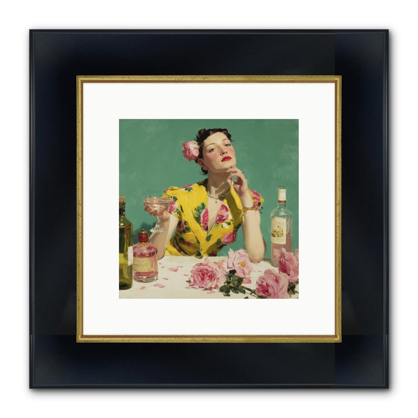 A Promise In Cherry And Cream Framed Print - Wide Black w/Gold 10x10
