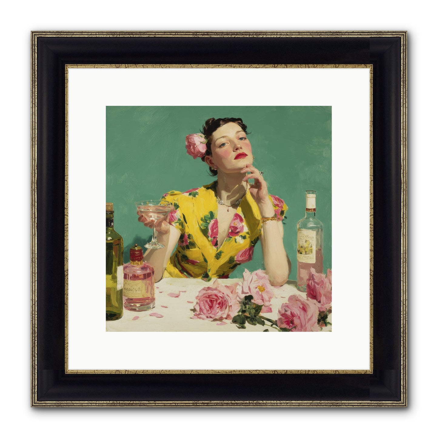 A Promise In Cherry And Cream Framed Print - Black & Gold 12x12