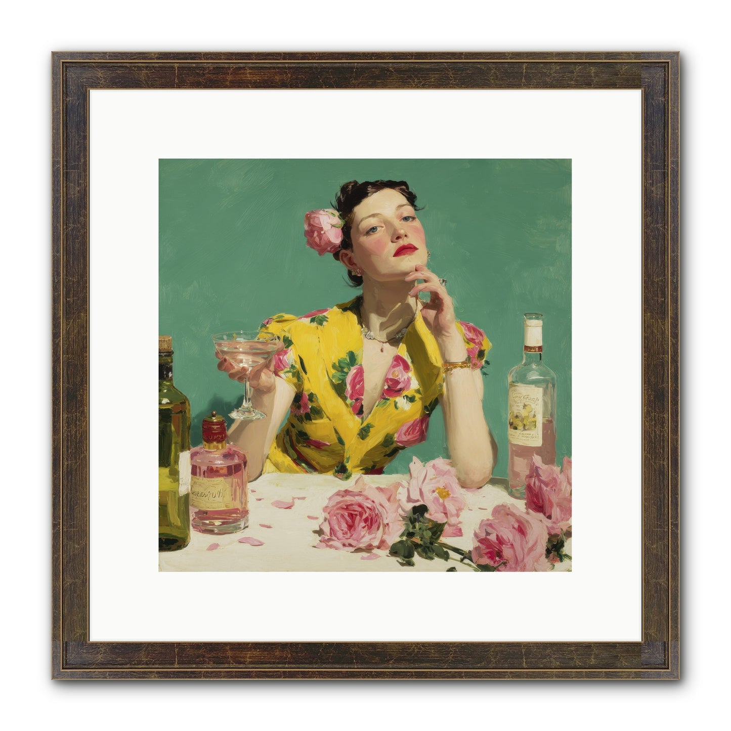 A Promise In Cherry And Cream Framed Print - Slimwoods Black/Gold 12x12
