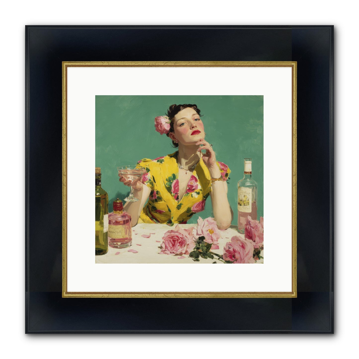A Promise In Cherry And Cream Framed Print - Wide Black w/Gold 12x12