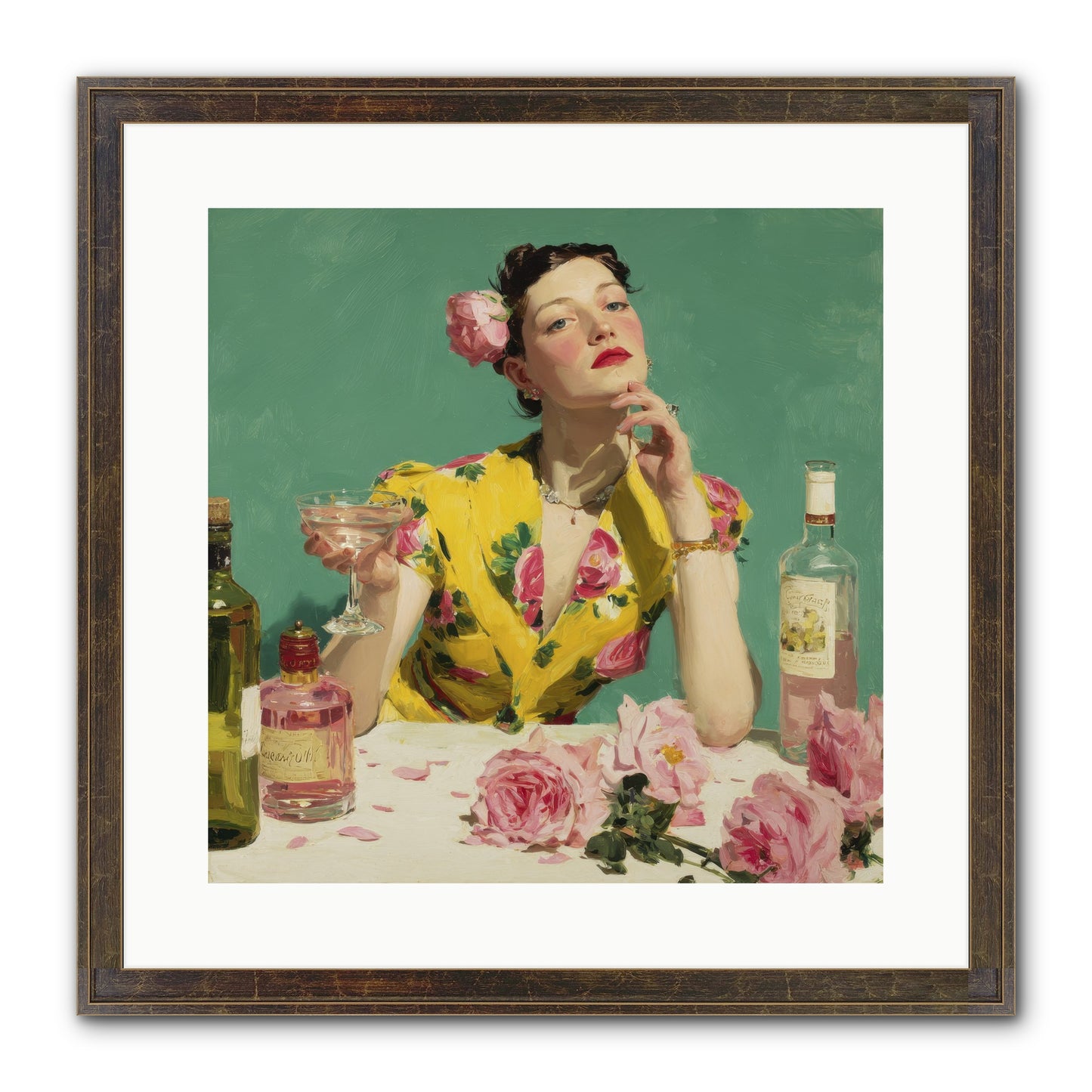 A Promise In Cherry And Cream Framed Print - Slimwoods Black/Gold 16x16