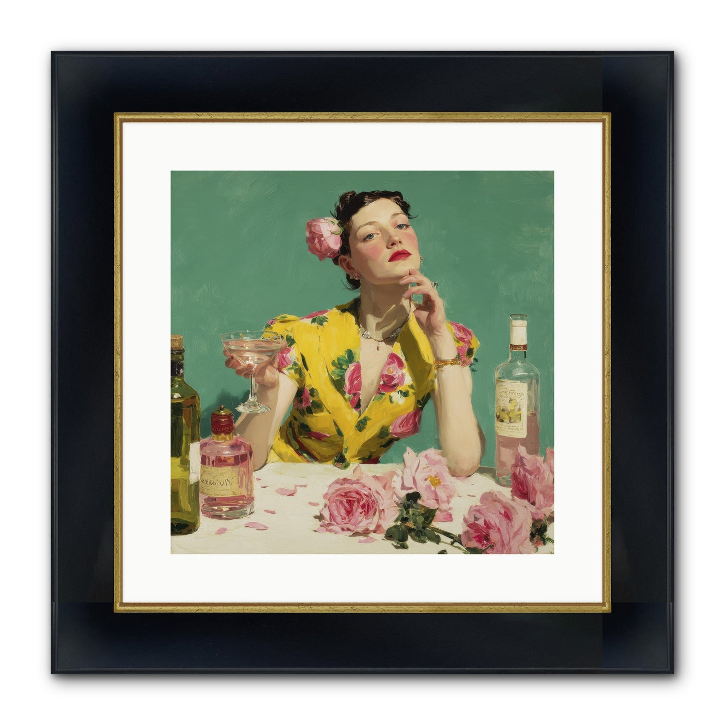 A Promise In Cherry And Cream Framed Print - Wide Black w/Gold 16x16