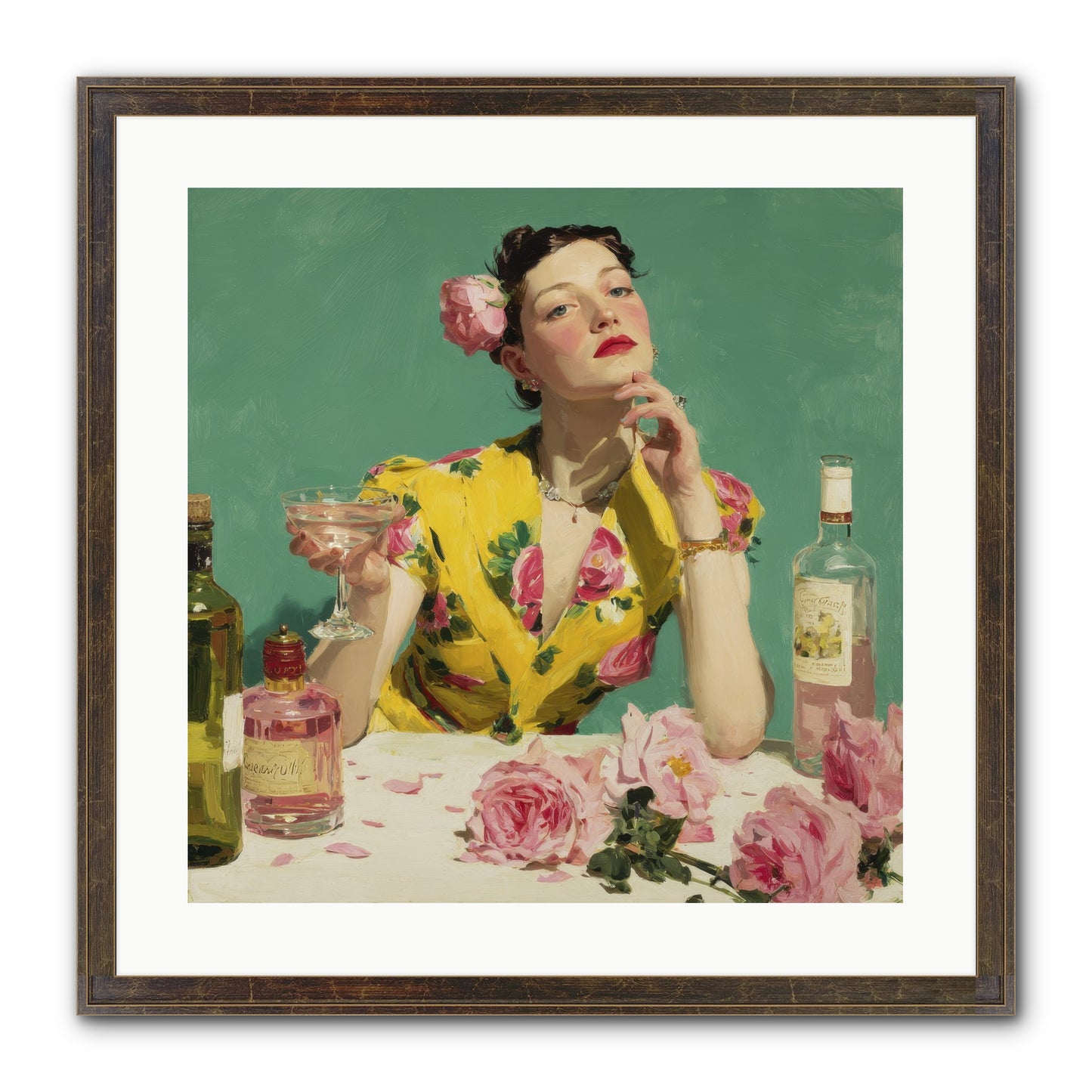 A Promise In Cherry And Cream Framed Print - Slimwoods Black/Gold 20x20