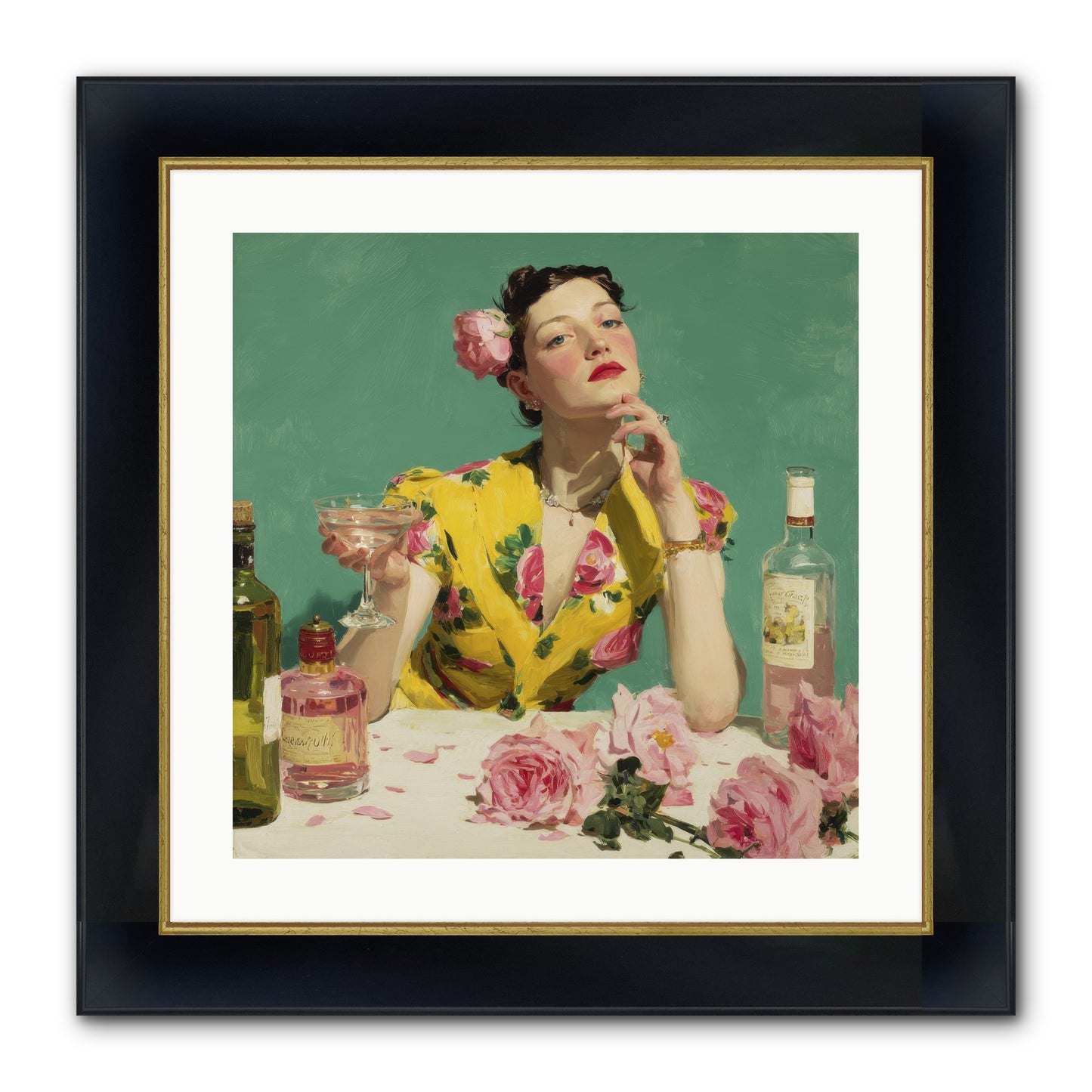 A Promise In Cherry And Cream Framed Print - Wide Black w/Gold 20x20