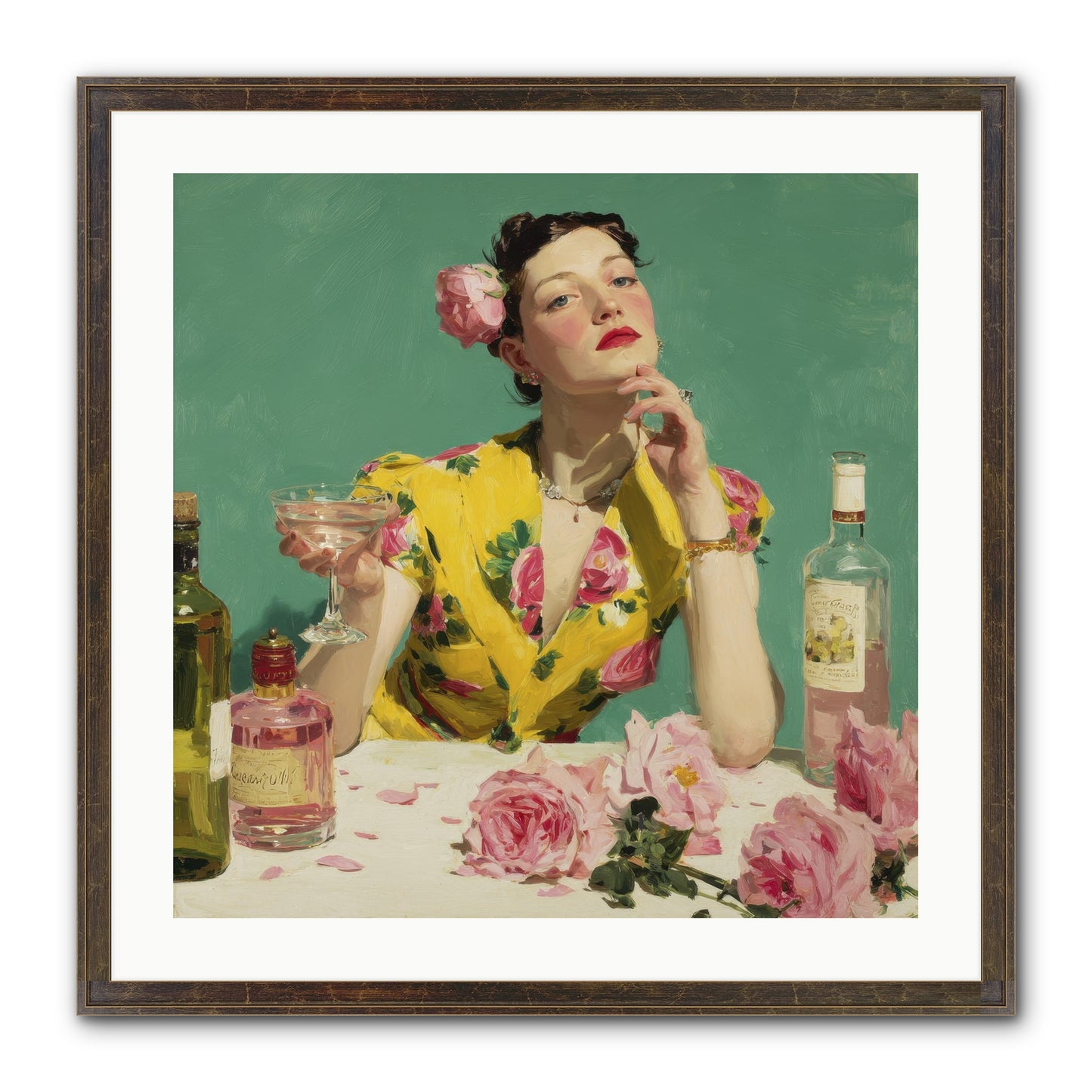 A Promise In Cherry And Cream Framed Print - Slimwoods Black/Gold 24x24
