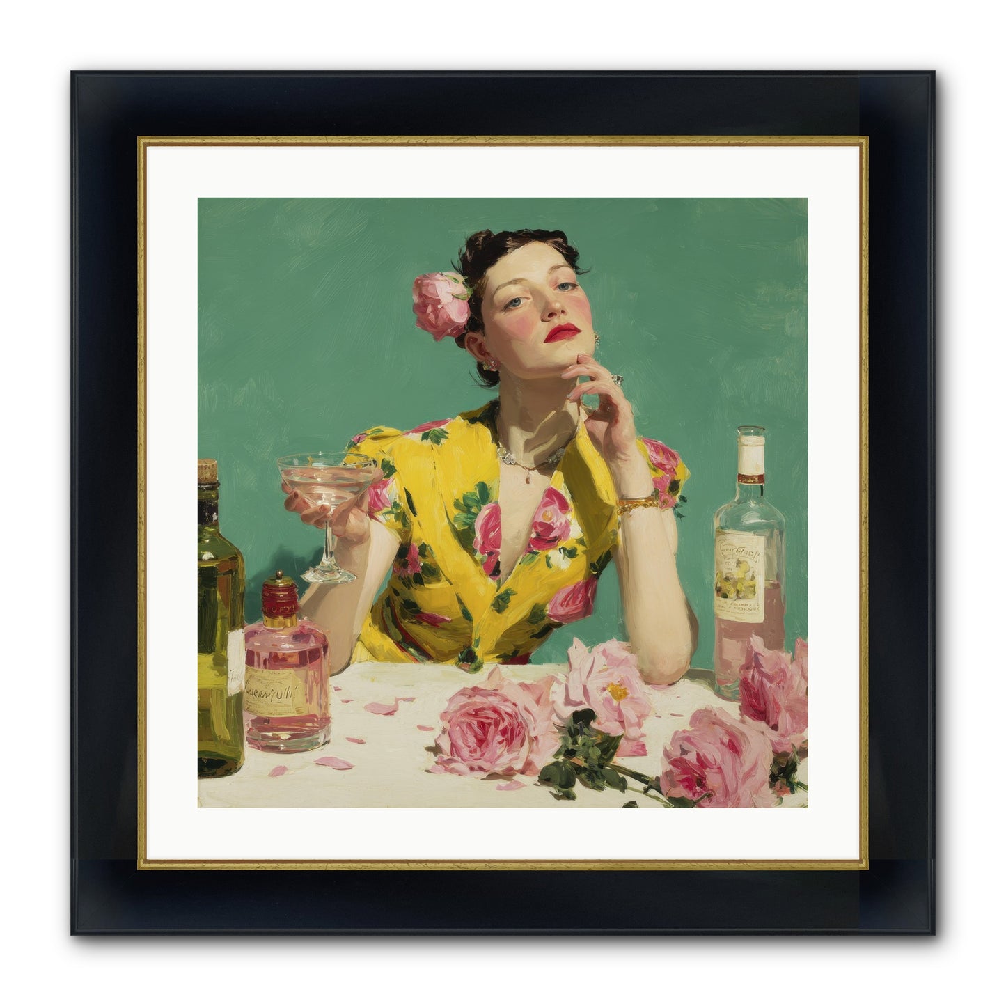 A Promise In Cherry And Cream Framed Print - Wide Black w/Gold 24x24