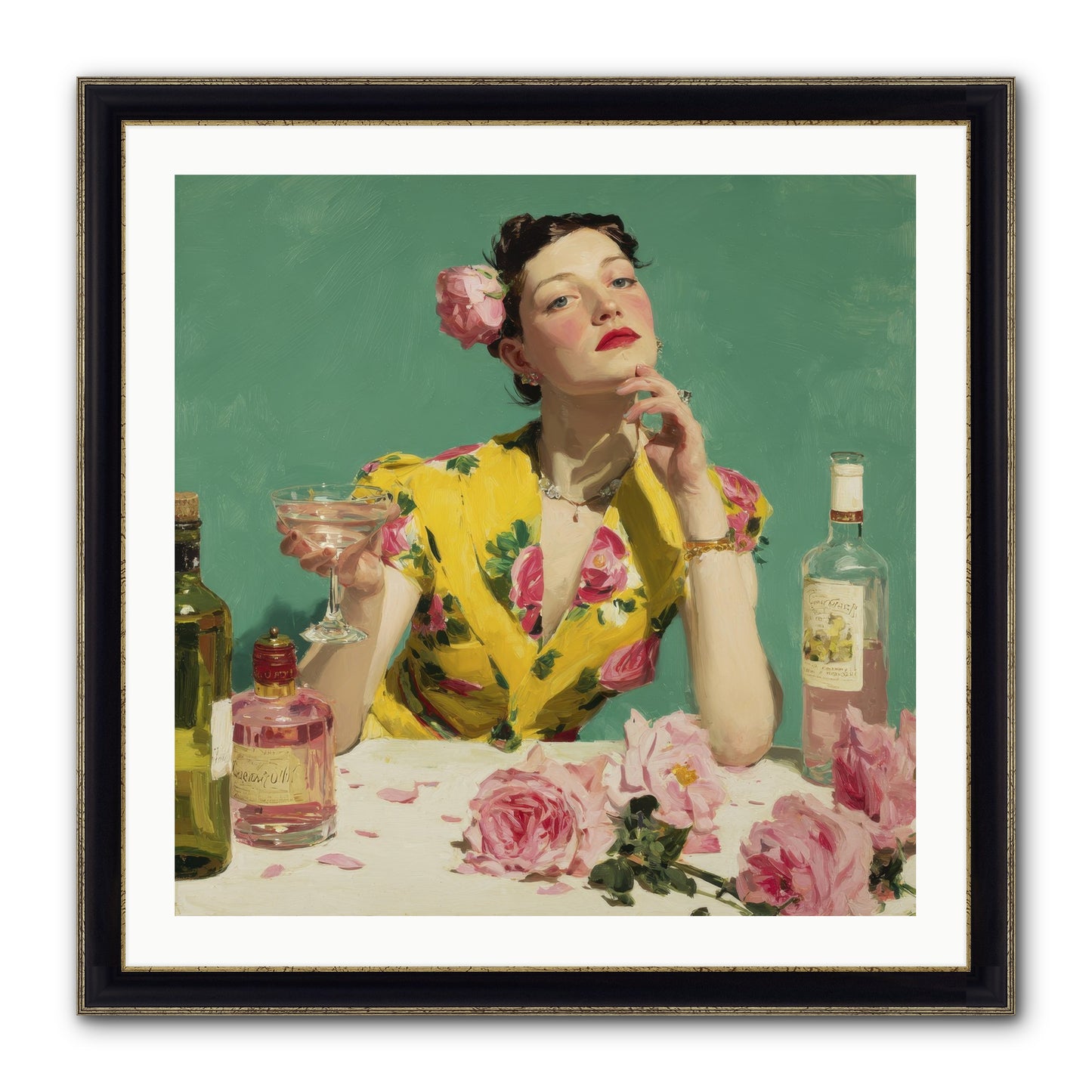 A Promise In Cherry And Cream Framed Print - Black & Gold 30x30