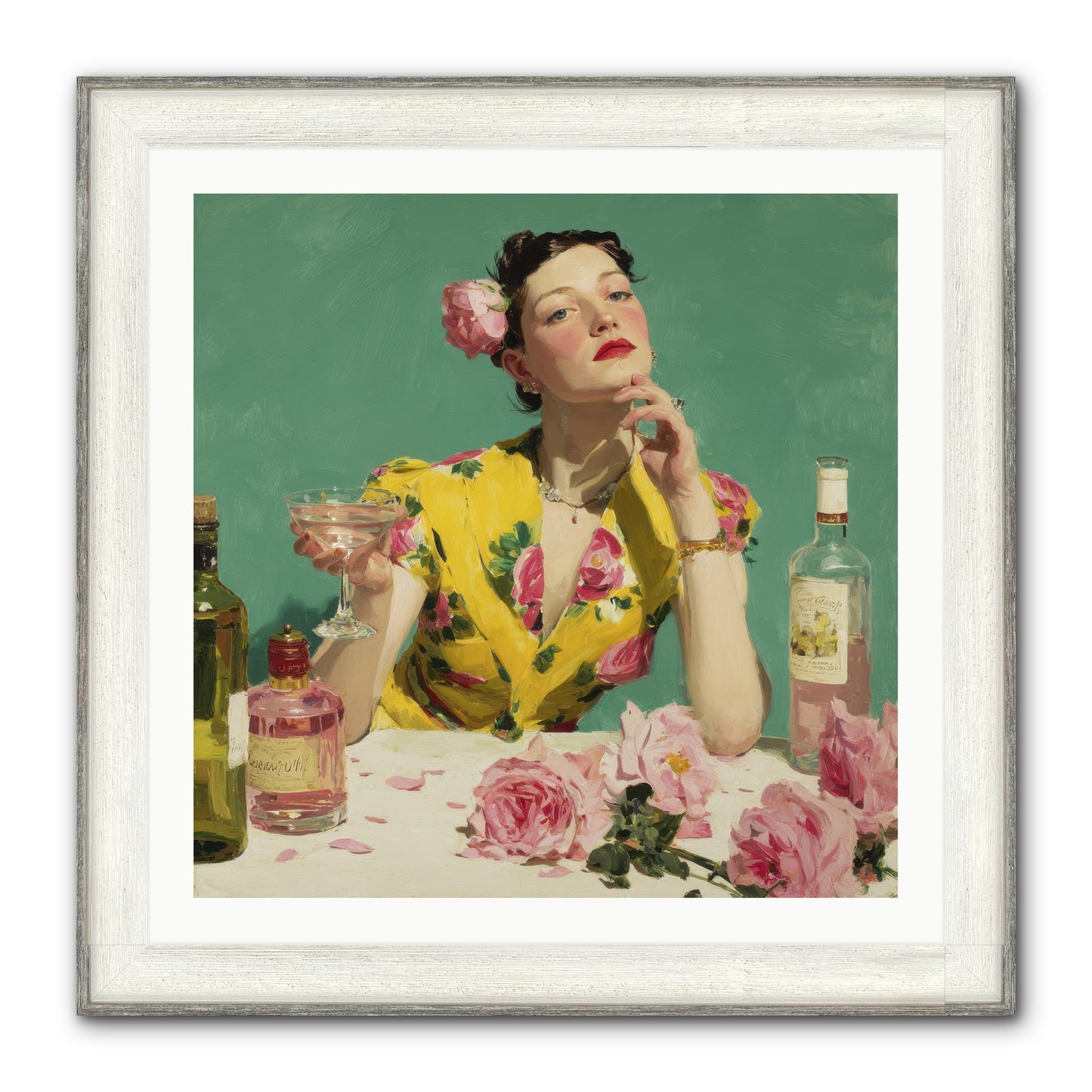 A Promise In Cherry And Cream Framed Print - Driftwood White 30x30