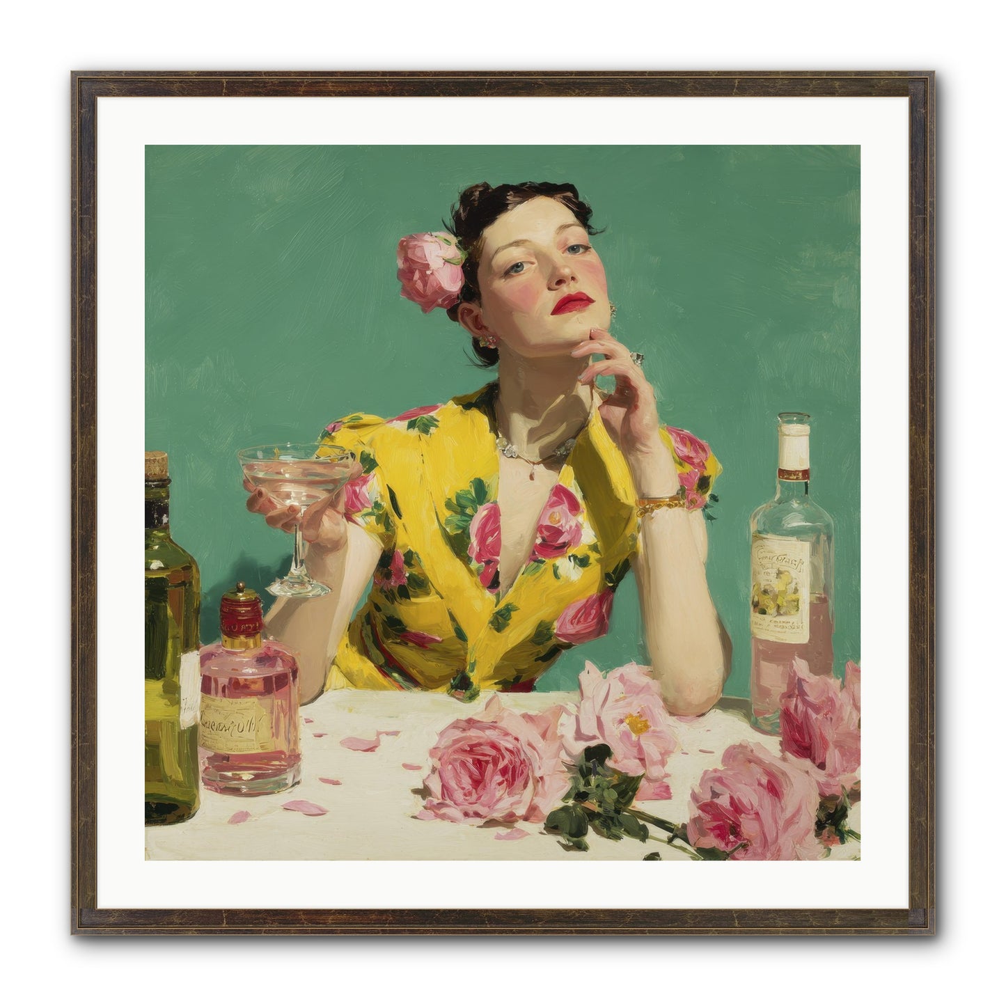 A Promise In Cherry And Cream Framed Print - Slimwoods Black/Gold 30x30