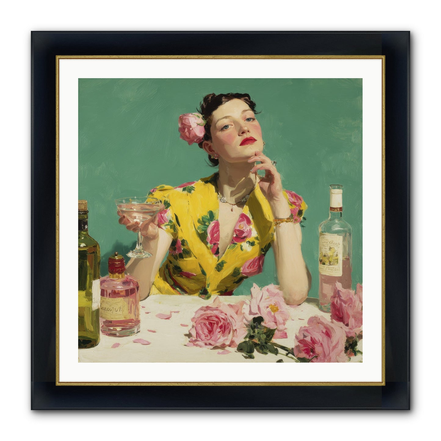 A Promise In Cherry And Cream Framed Print - Wide Black w/Gold 30x30