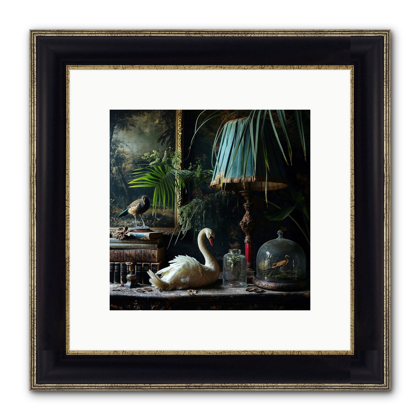 A Quiet Study Framed Print - Black & Gold 10x10