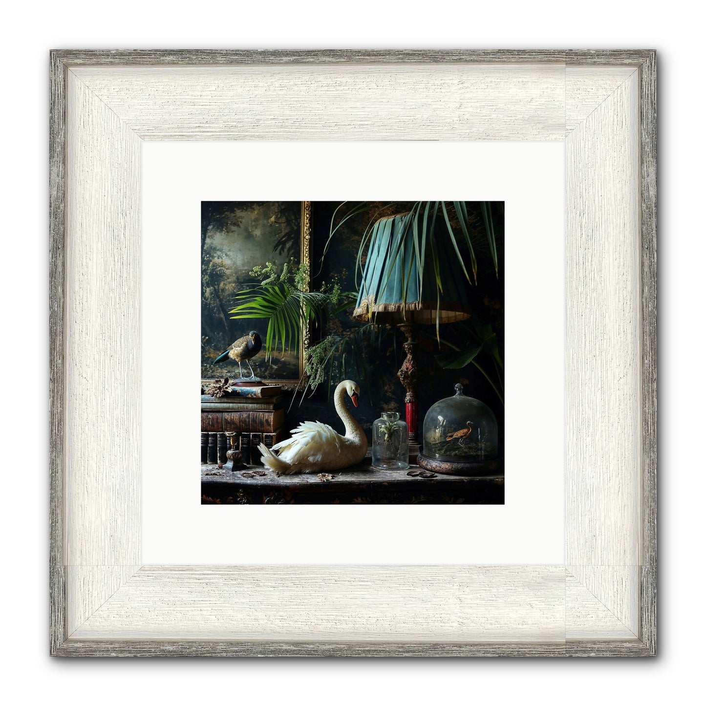 A Quiet Study Framed Print - Driftwood White 10x10