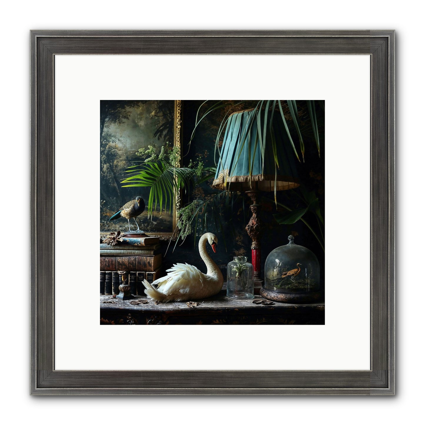 A Quiet Study Framed Print - Slimwoods Black/Silver 10x10