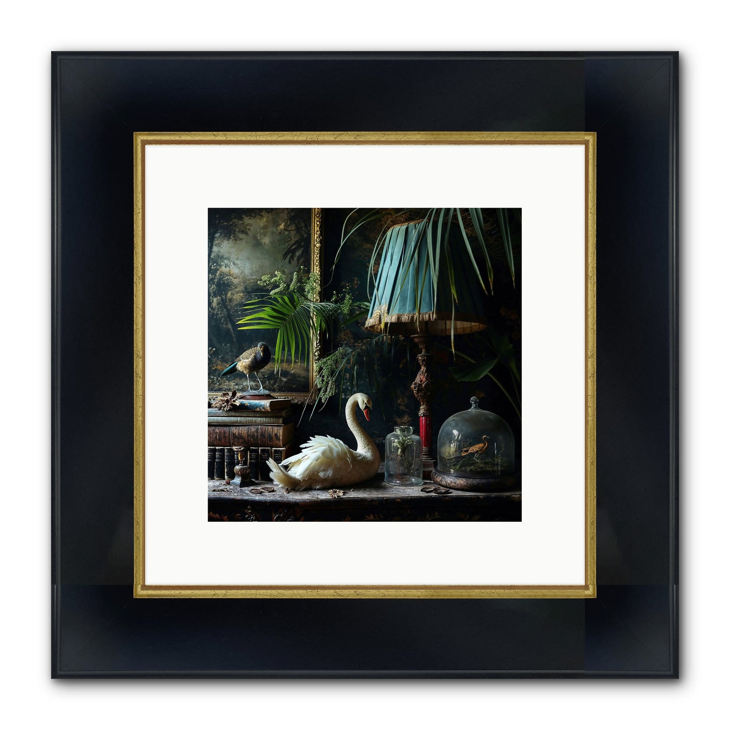A Quiet Study Framed Print - Wide Black w/Gold 10x10