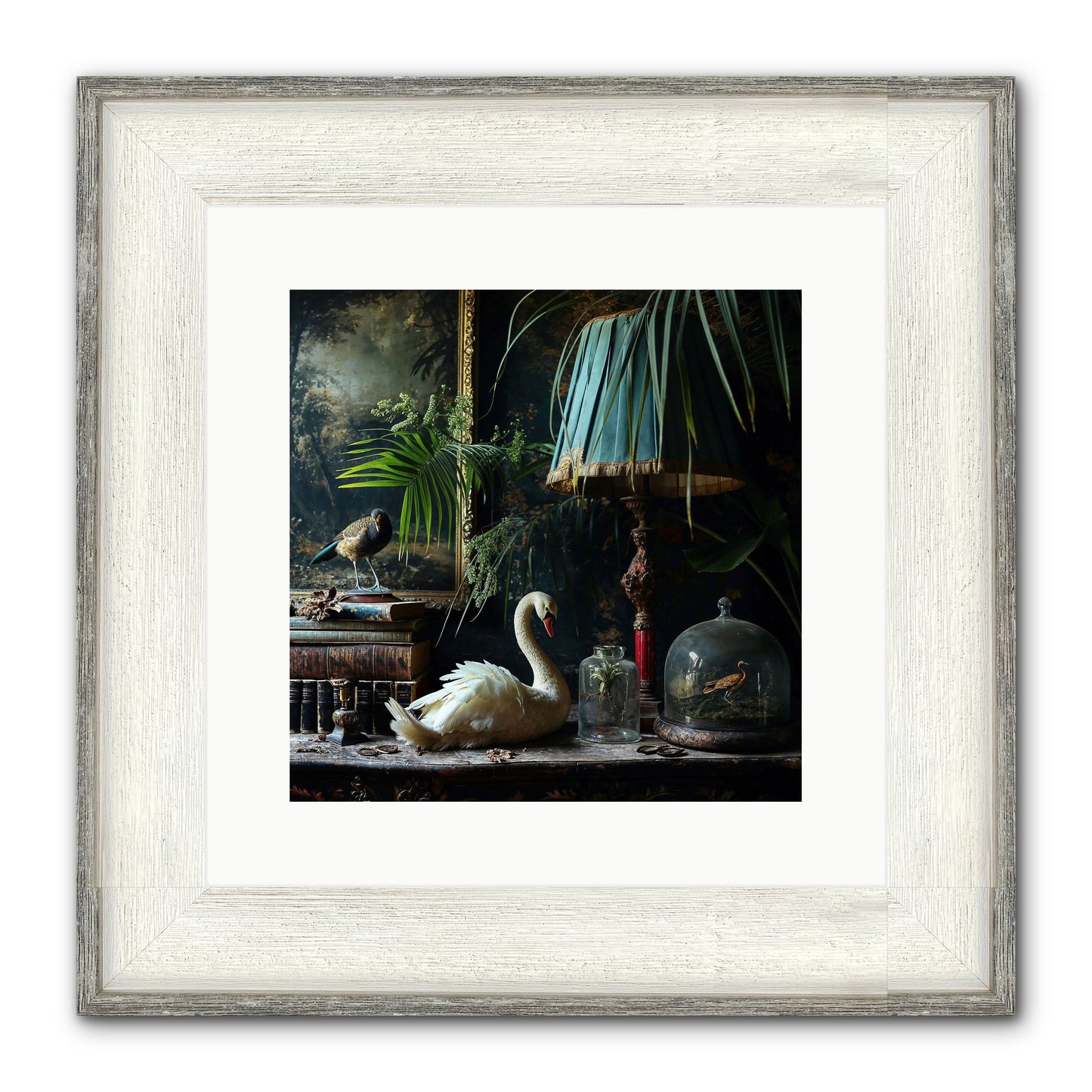 A Quiet Study Framed Print - Driftwood White 12x12