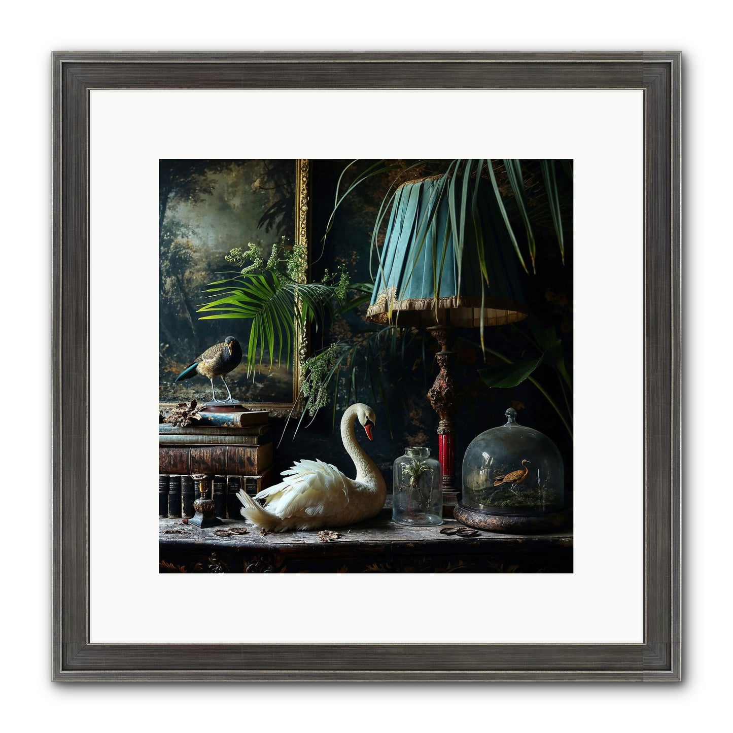 A Quiet Study Framed Print - Slimwoods Black/Silver 12x12
