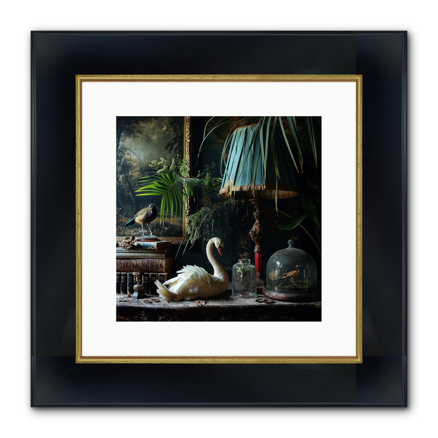 A Quiet Study Framed Print - Wide Black w/Gold 12x12
