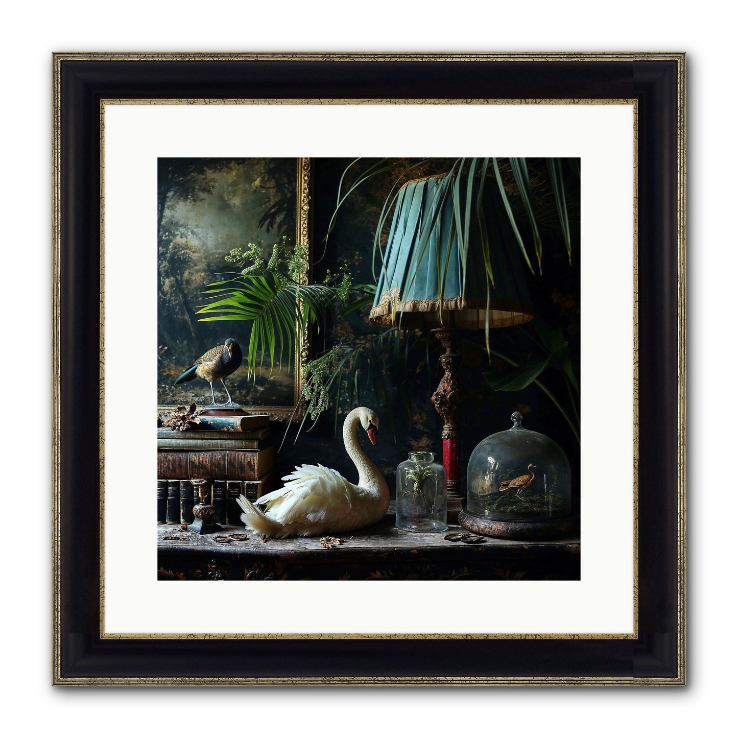 A Quiet Study Framed Print - Black & Gold 16x16