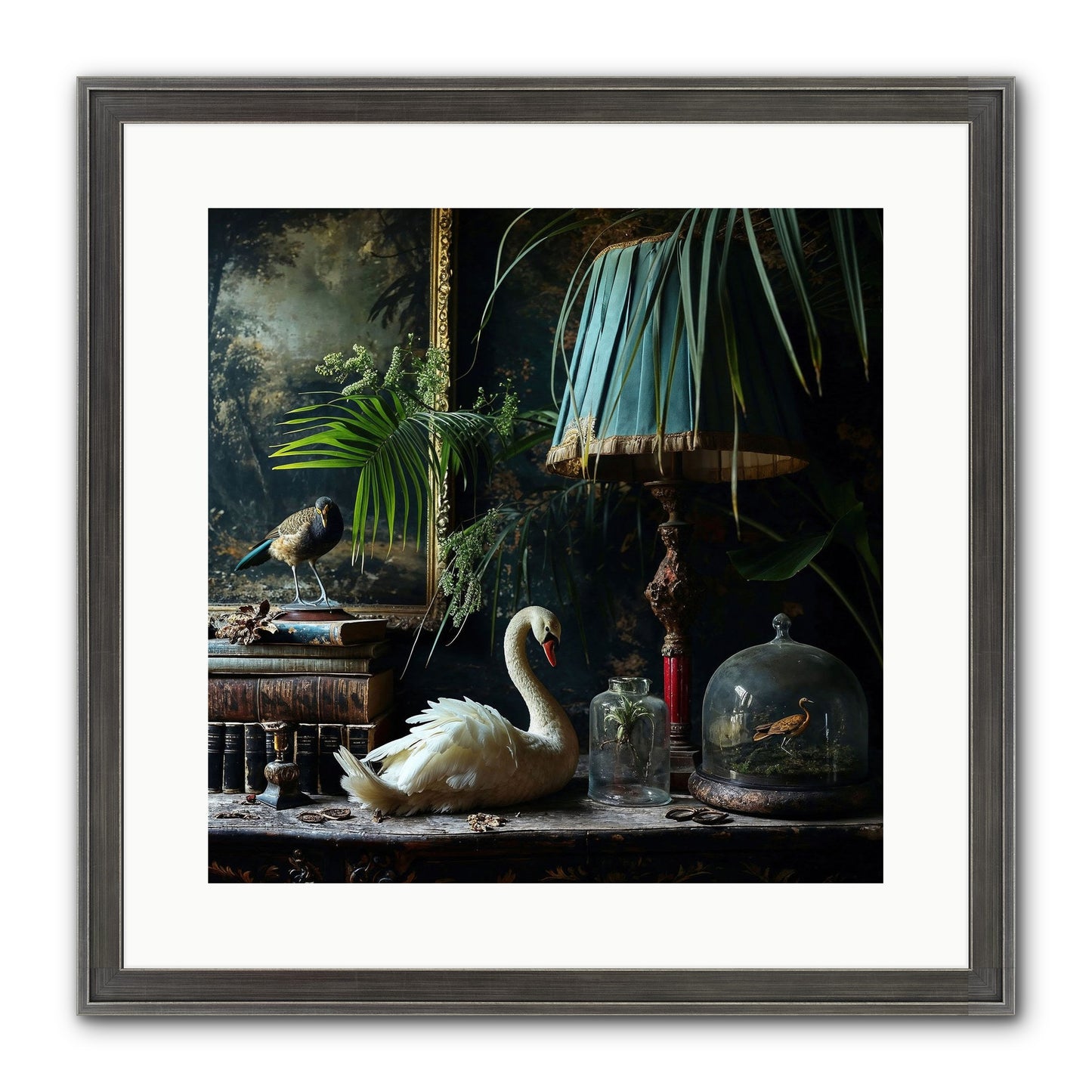 A Quiet Study Framed Print - Slimwoods Black/Silver 16x16