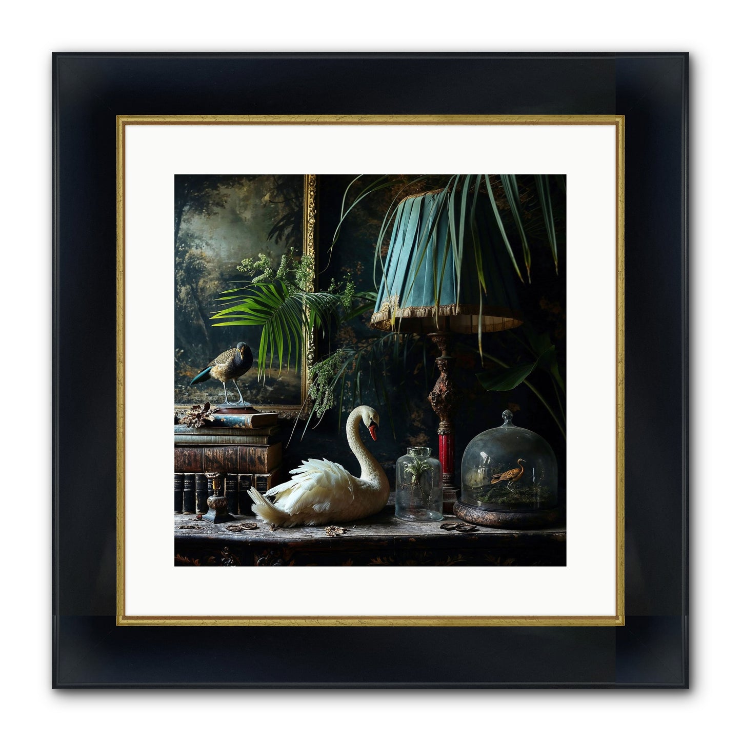 A Quiet Study Framed Print - Wide Black w/Gold 16x16