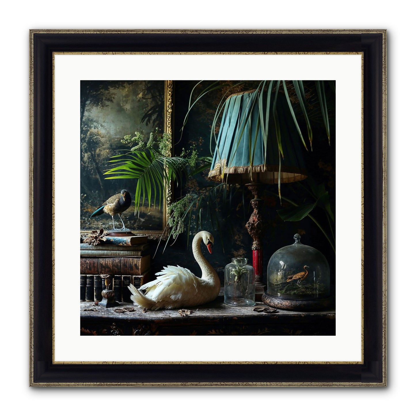 A Quiet Study Framed Print - Black & Gold 20x20