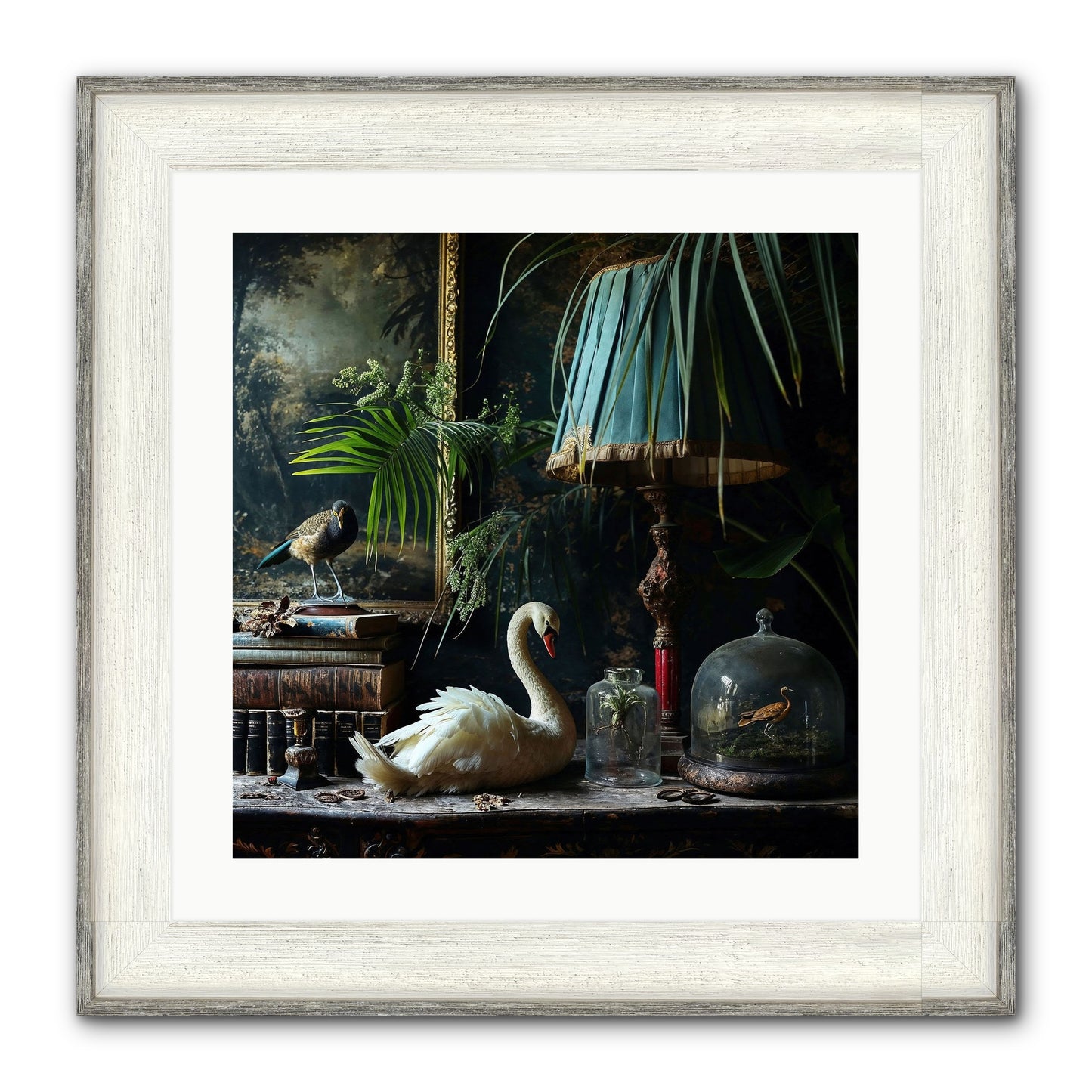 A Quiet Study Framed Print - Driftwood White 20x20
