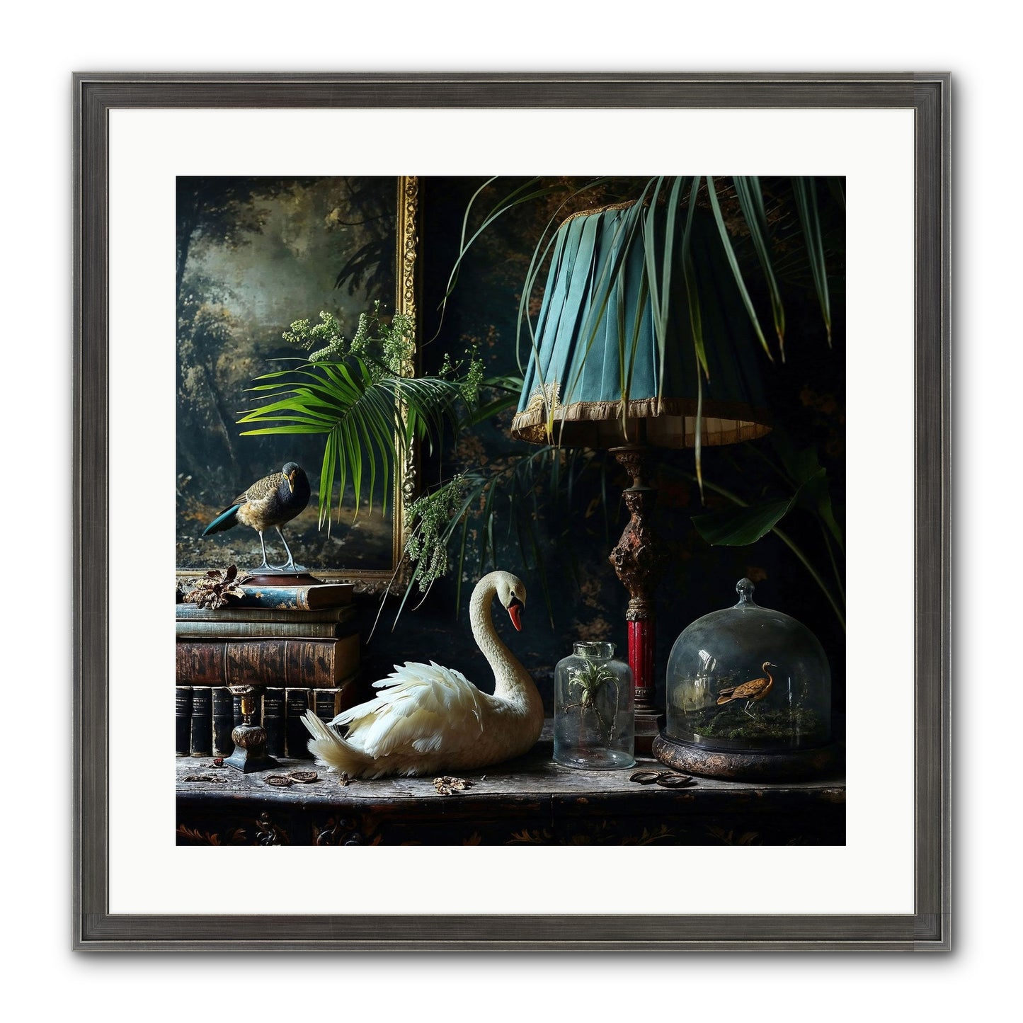 A Quiet Study Framed Print - Slimwoods Black/Silver 20x20