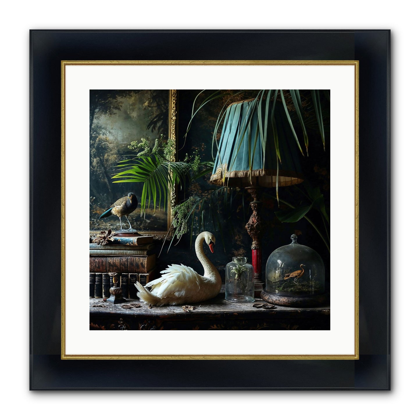 A Quiet Study Framed Print - Wide Black w/Gold 20x20