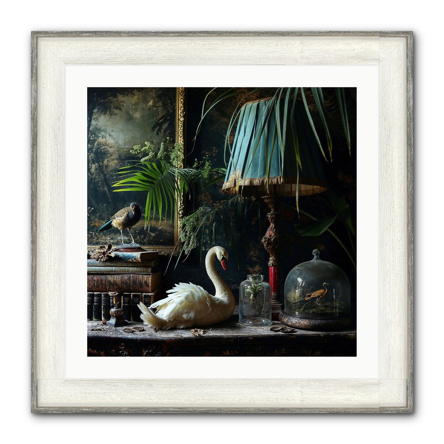 A Quiet Study Framed Print - Driftwood White 24x24