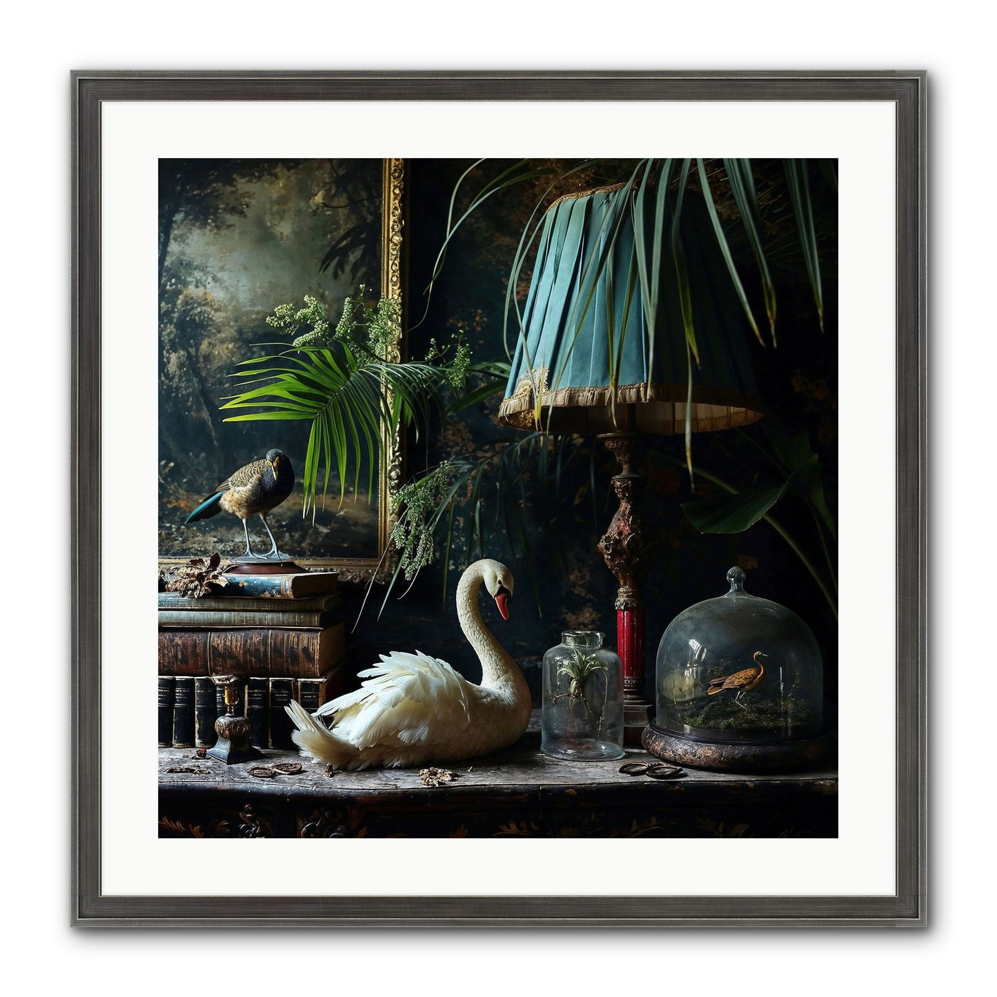A Quiet Study Framed Print - Slimwoods Black/Silver 24x24