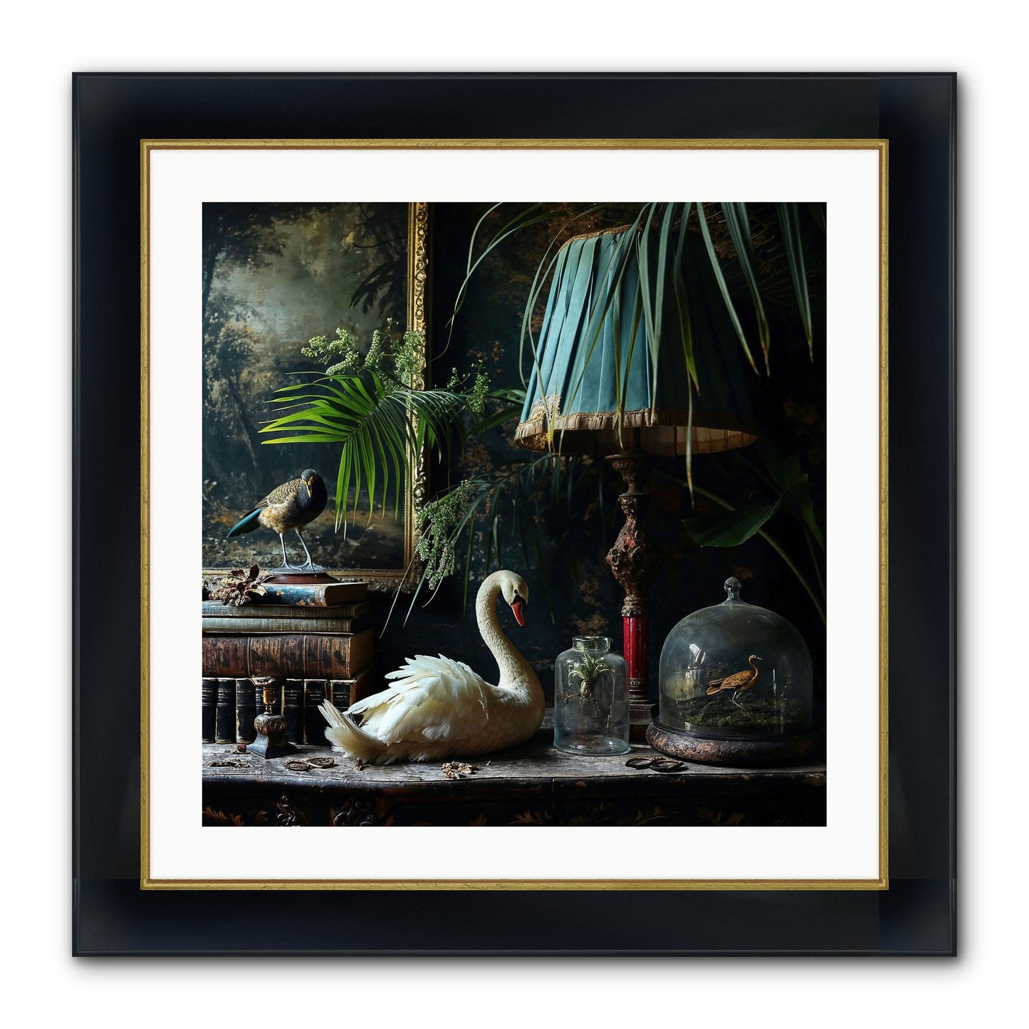 A Quiet Study Framed Print - Wide Black w/Gold 24x24