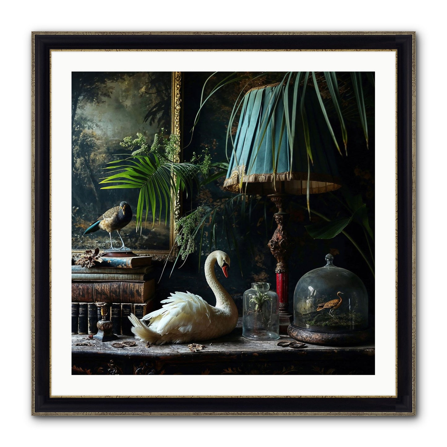 A Quiet Study Framed Print - Black & Gold 30x30