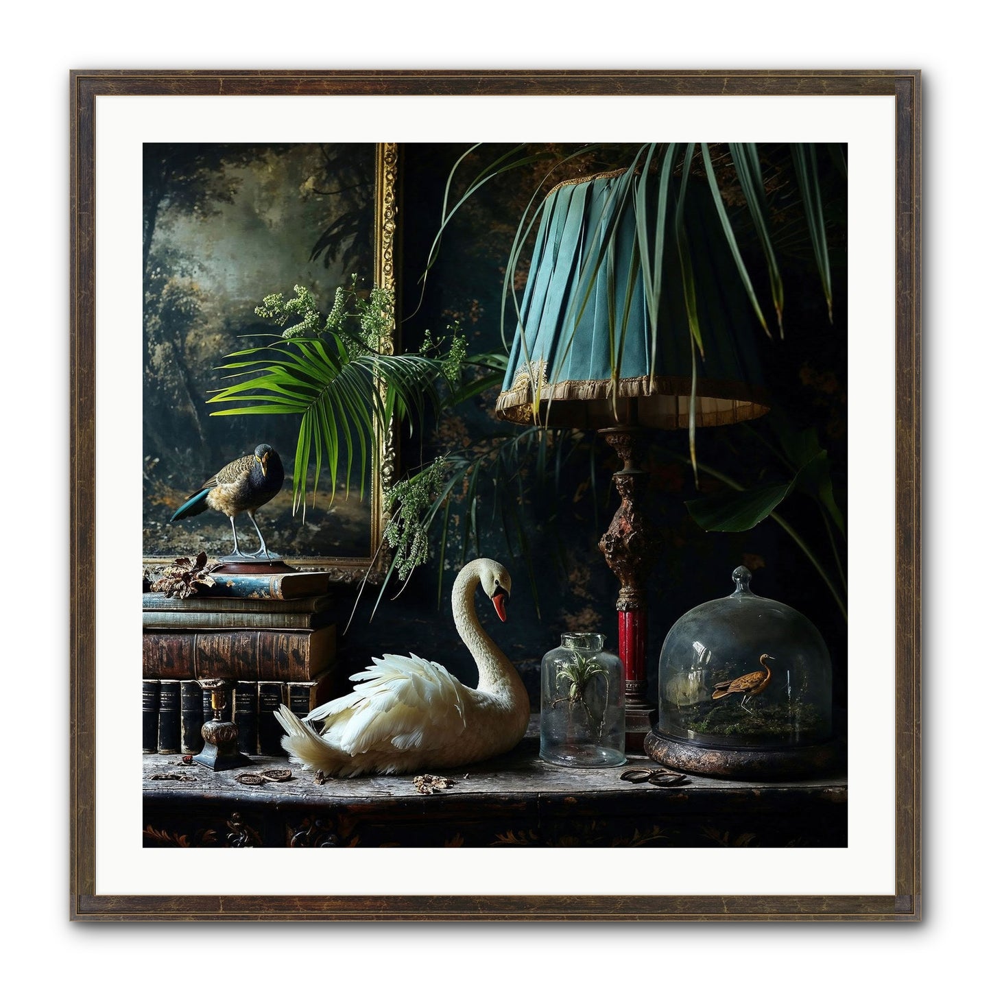 A Quiet Study Framed Print - Slimwoods Black/Gold 30x30