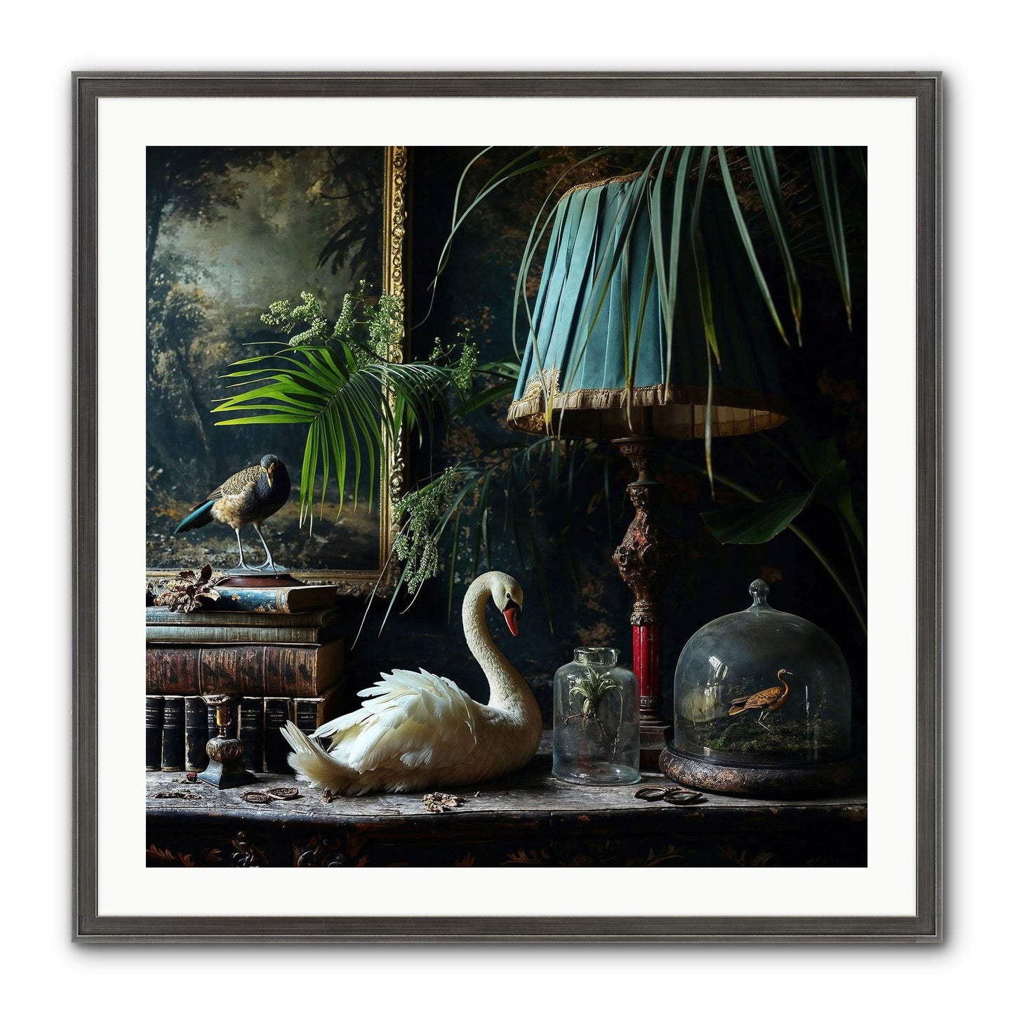 A Quiet Study Framed Print - Slimwoods Black/Silver 30x30