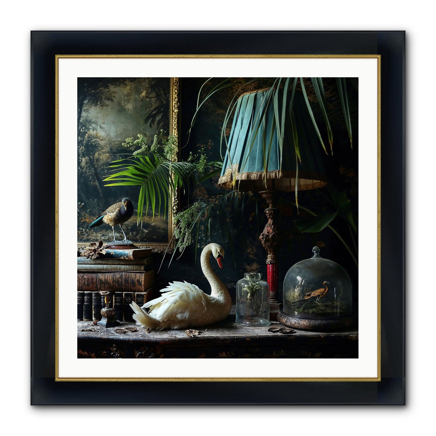 A Quiet Study Framed Print - Wide Black w/Gold 30x30