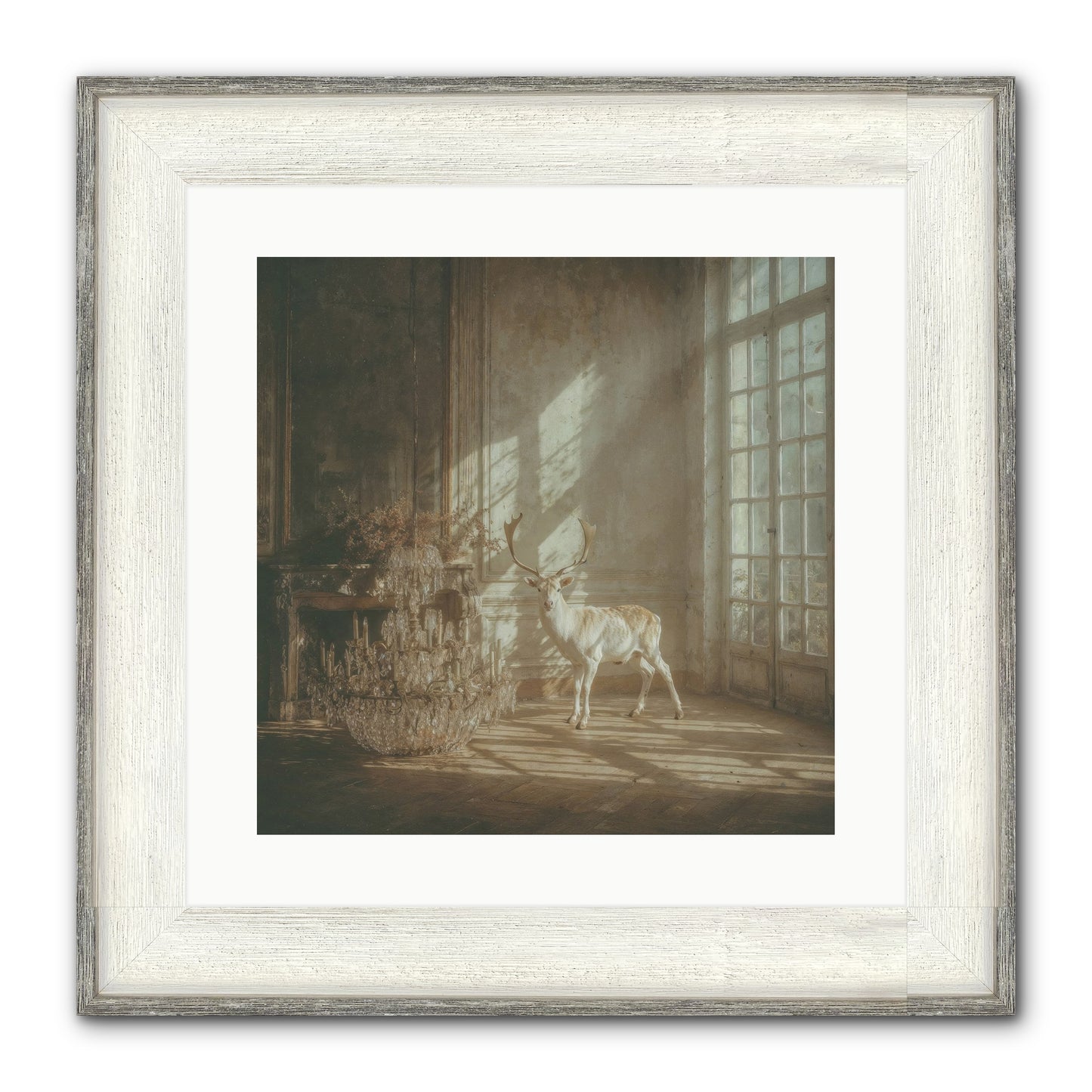 A Season Spilled In Gold Framed Print - Driftwood White 16x16