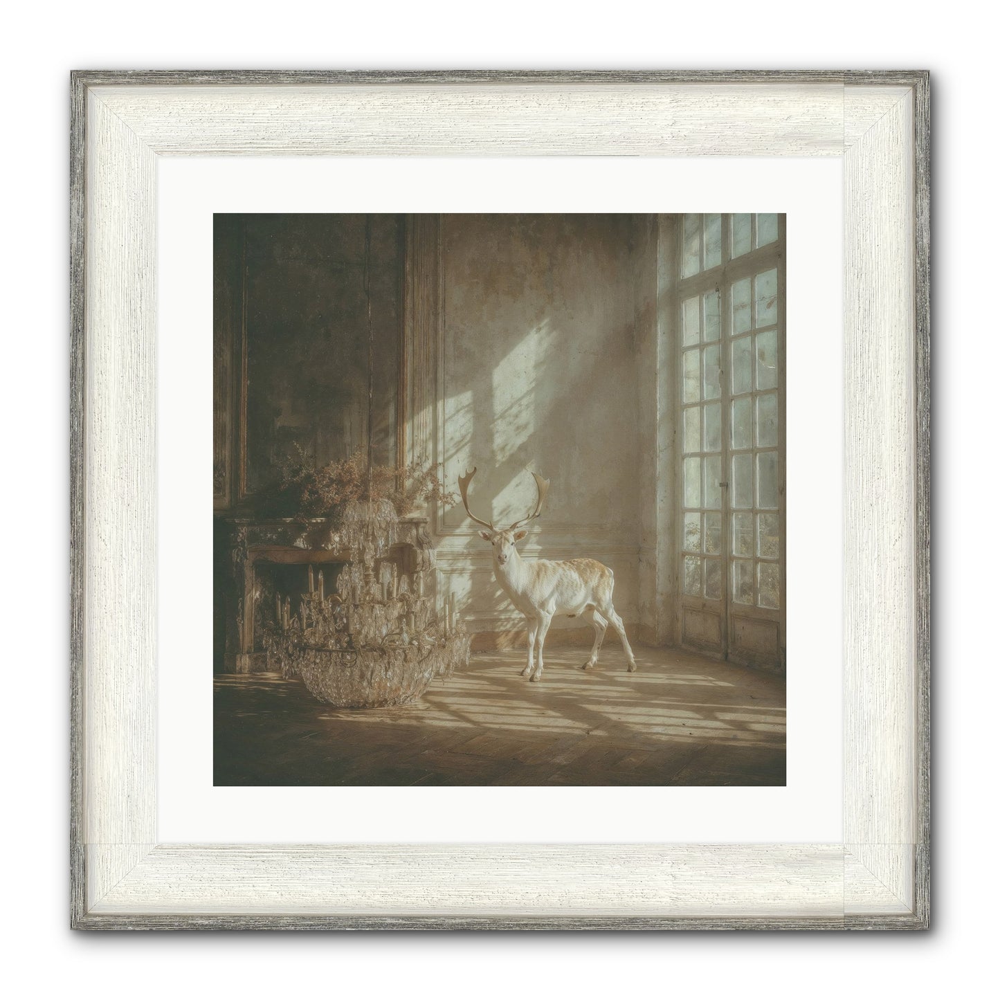 A Season Spilled In Gold Framed Print - Driftwood White 20x20