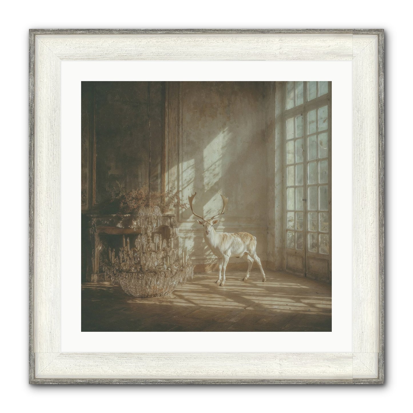 A Season Spilled In Gold Framed Print - Driftwood White 24x24