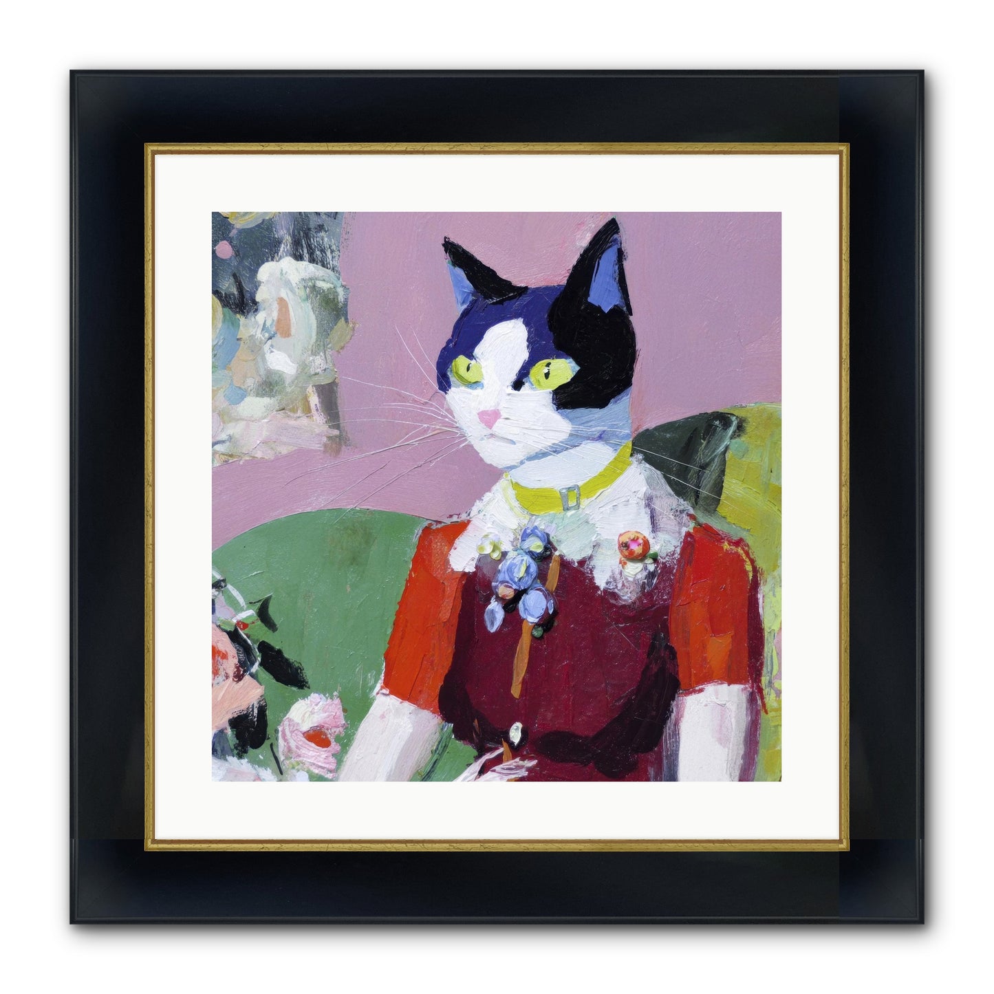 A Study In Elegant Composure Framed Print - Wide Black w/Gold 20x20