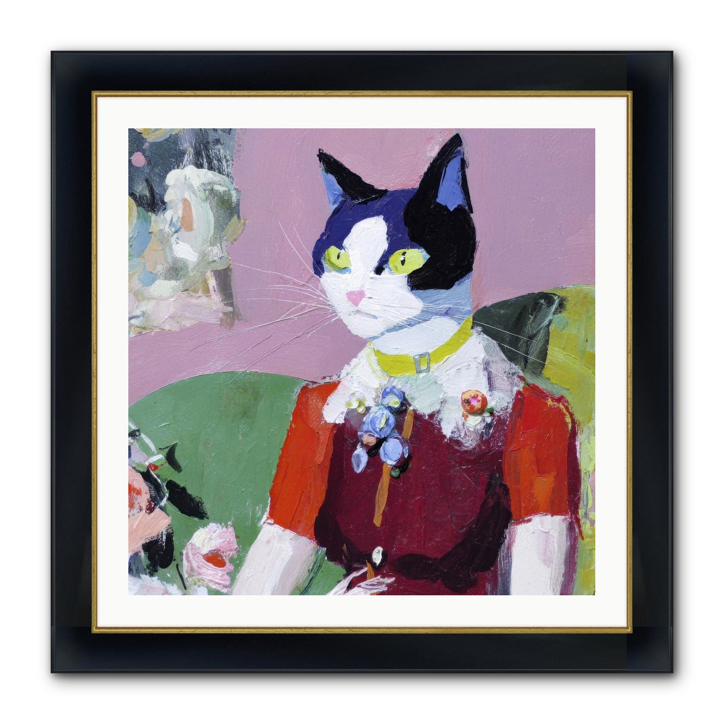 A Study In Elegant Composure Framed Print - Wide Black w/Gold 30x30