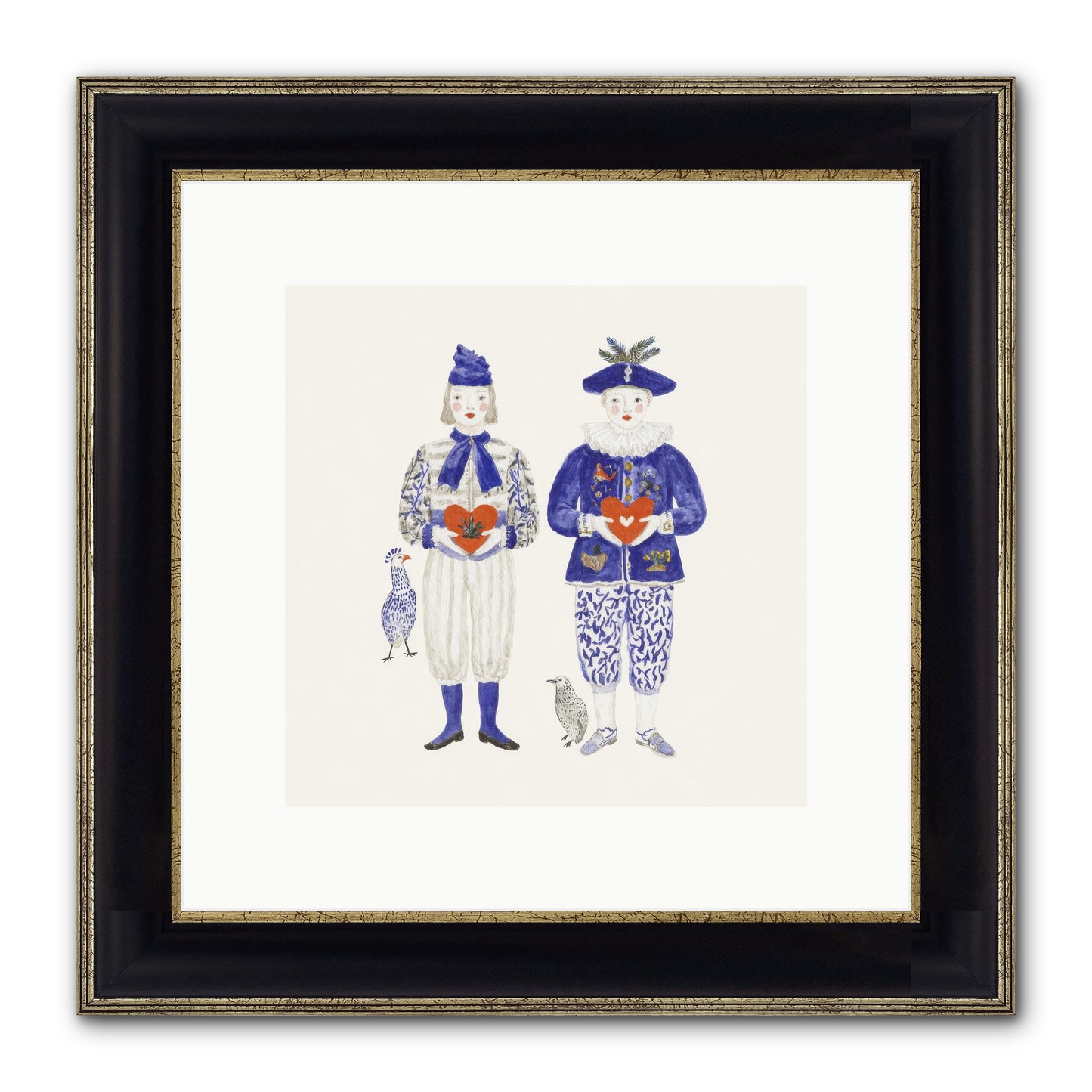 A Study In Kindred Hearts Framed Print - Black & Gold 10x10
