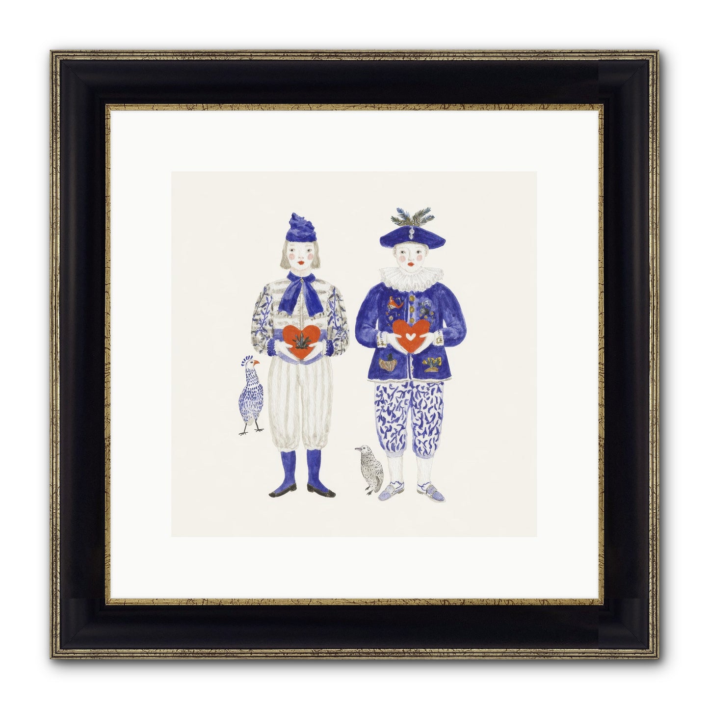 A Study In Kindred Hearts Framed Print - Black & Gold 12x12