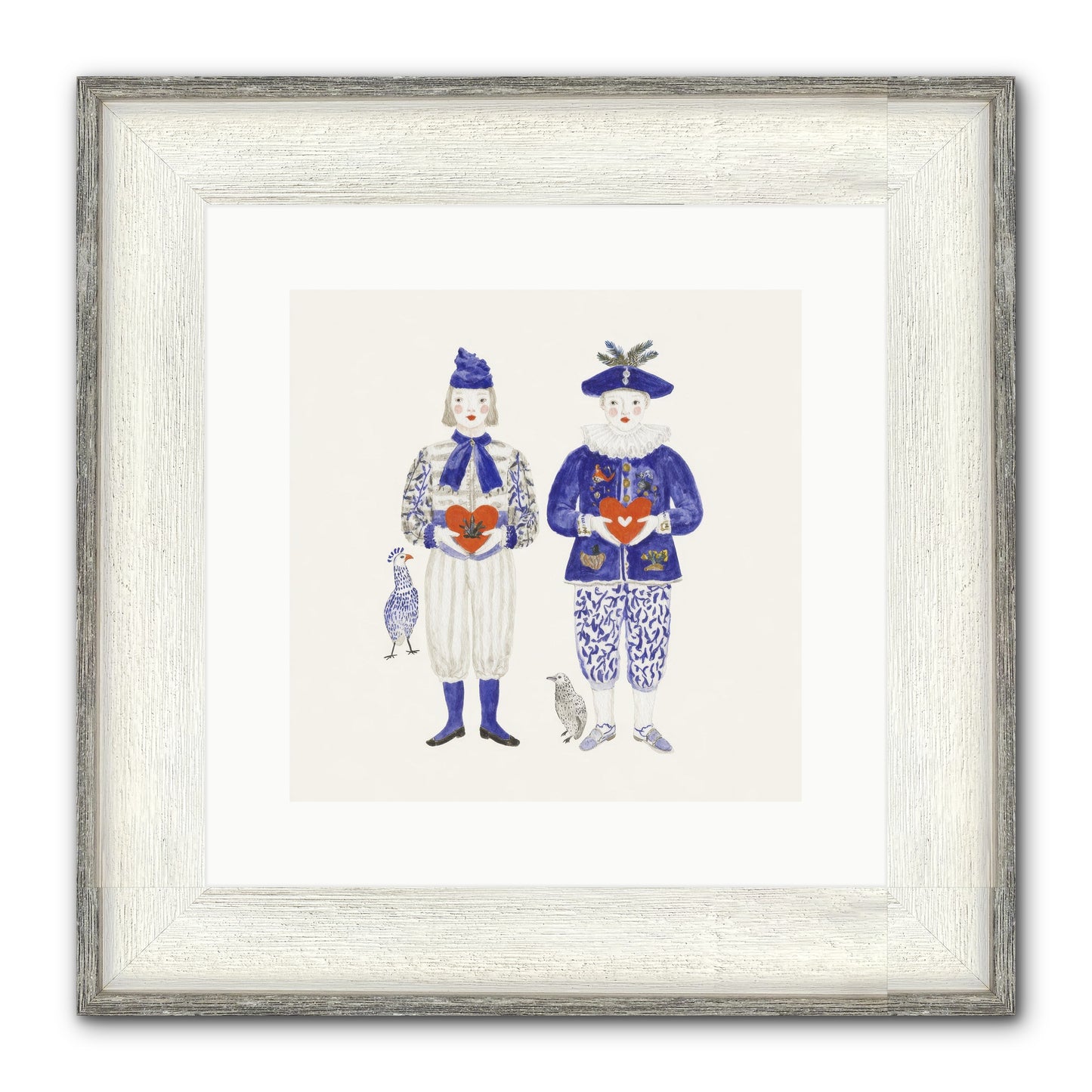 A Study In Kindred Hearts Framed Print - Driftwood White 12x12