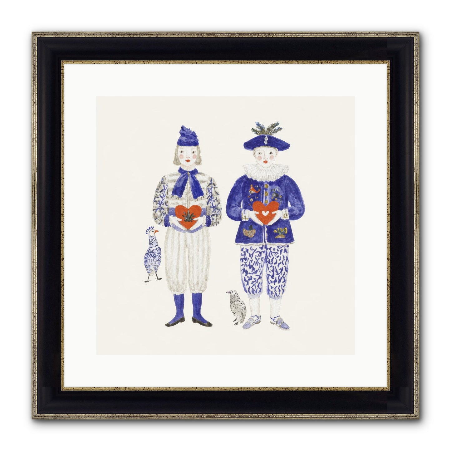 A Study In Kindred Hearts Framed Print - Black & Gold 16x16