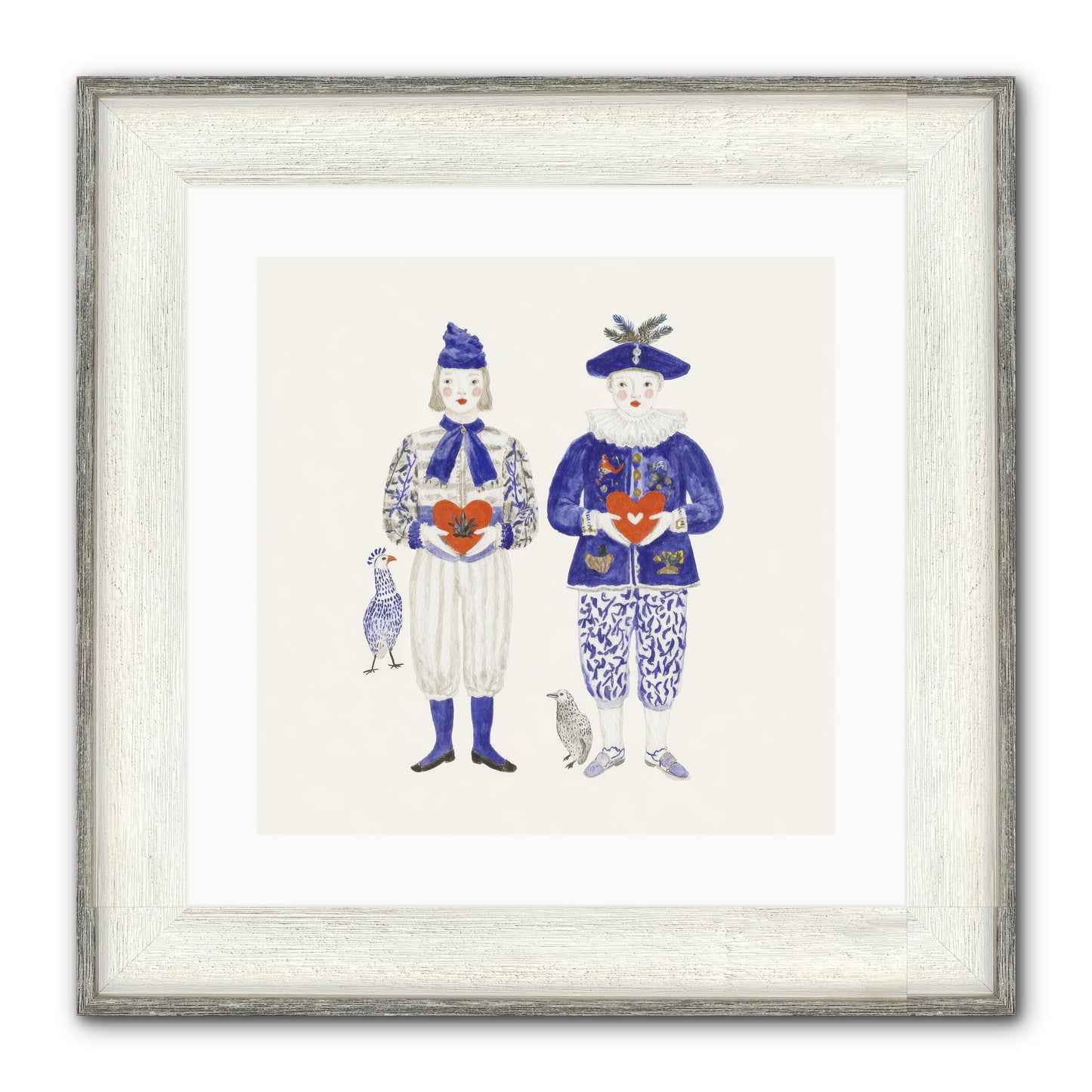 A Study In Kindred Hearts Framed Print - Driftwood White 16x16