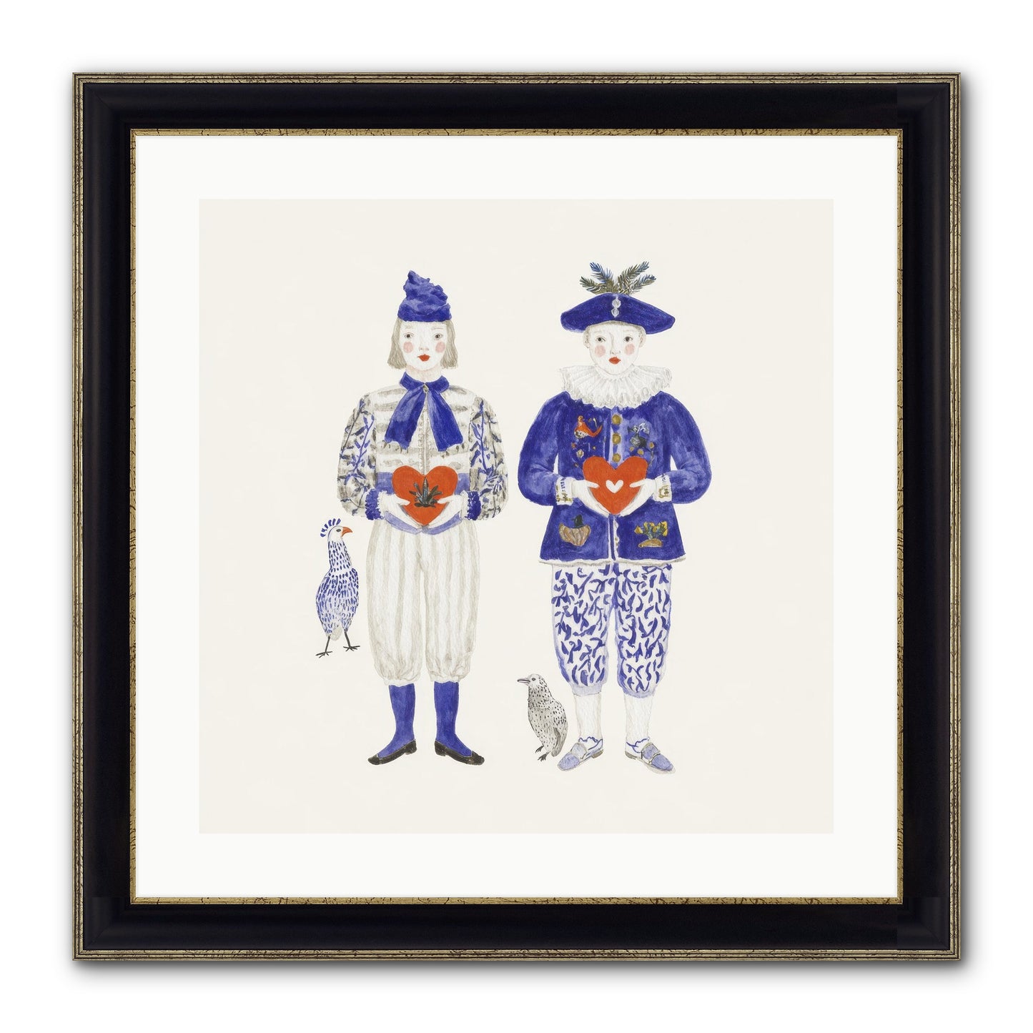 A Study In Kindred Hearts Framed Print - Black & Gold 20x20