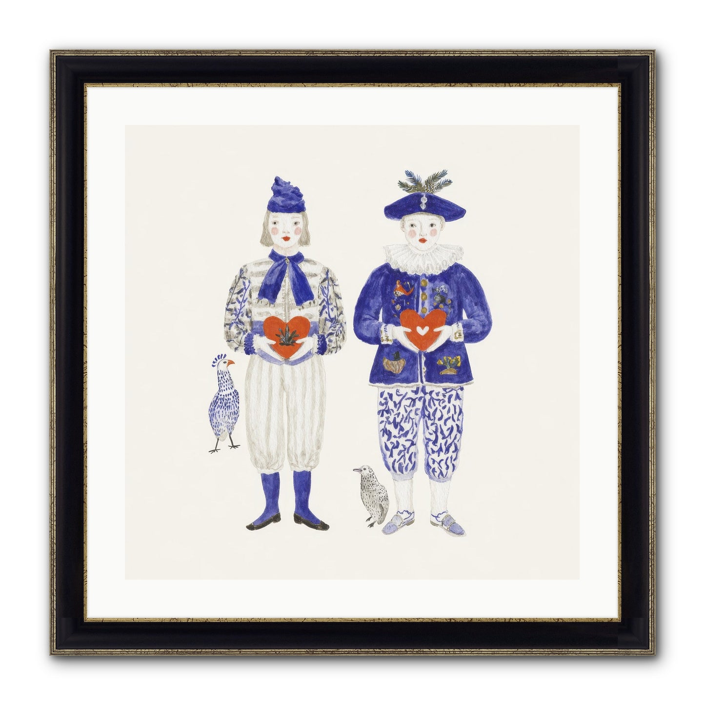 A Study In Kindred Hearts Framed Print - Black & Gold 24x24