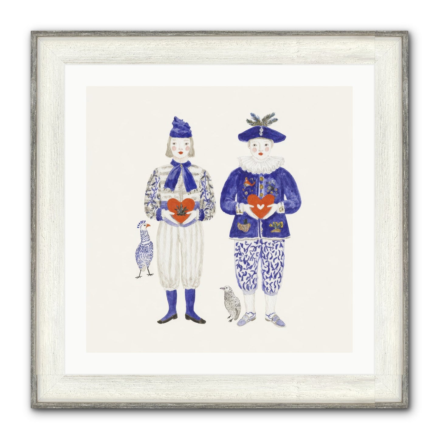 A Study In Kindred Hearts Framed Print - Driftwood White 24x24