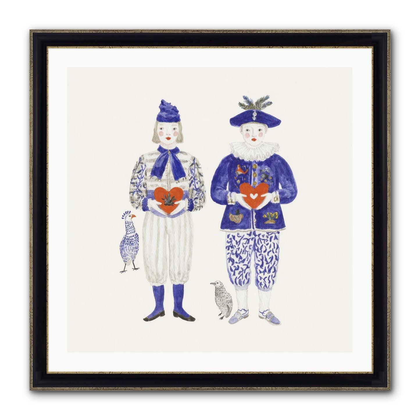 A Study In Kindred Hearts Framed Print - Black & Gold 30x30