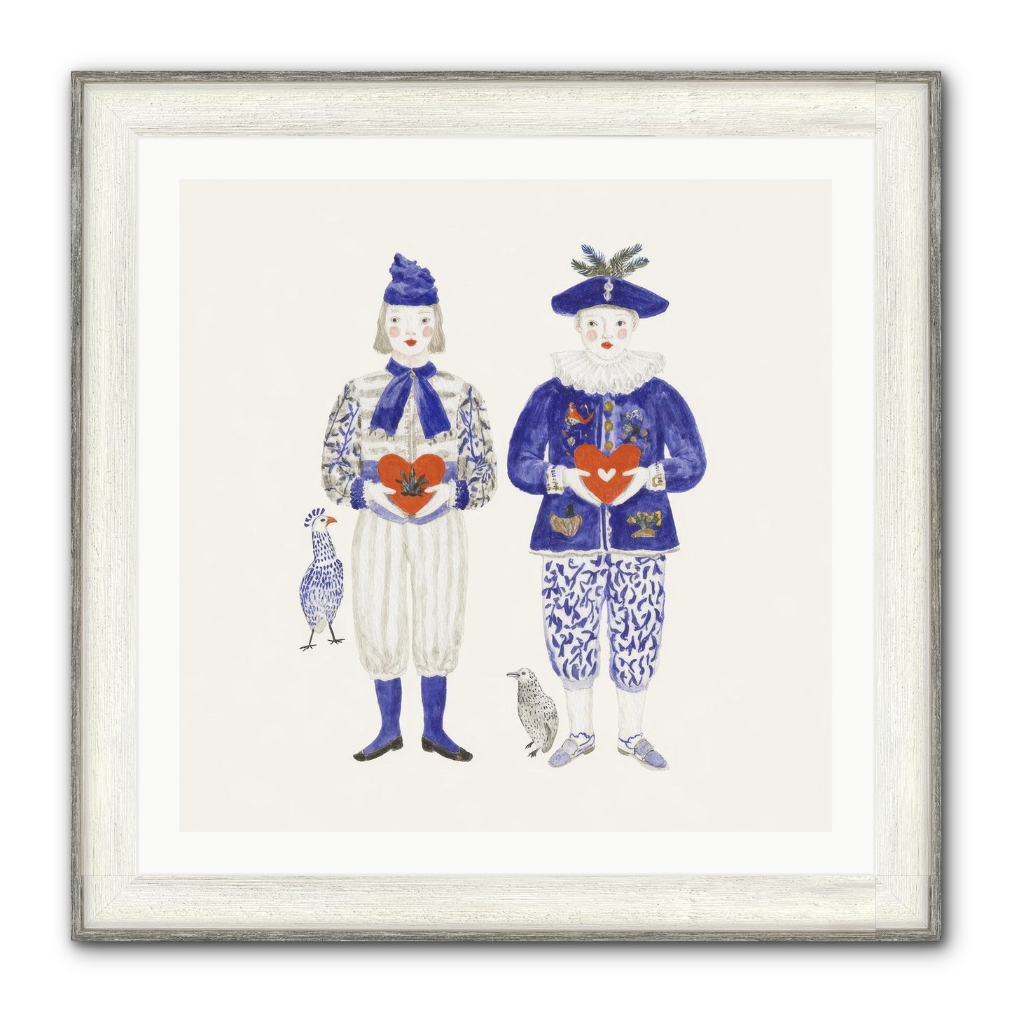 A Study In Kindred Hearts Framed Print - Driftwood White 30x30